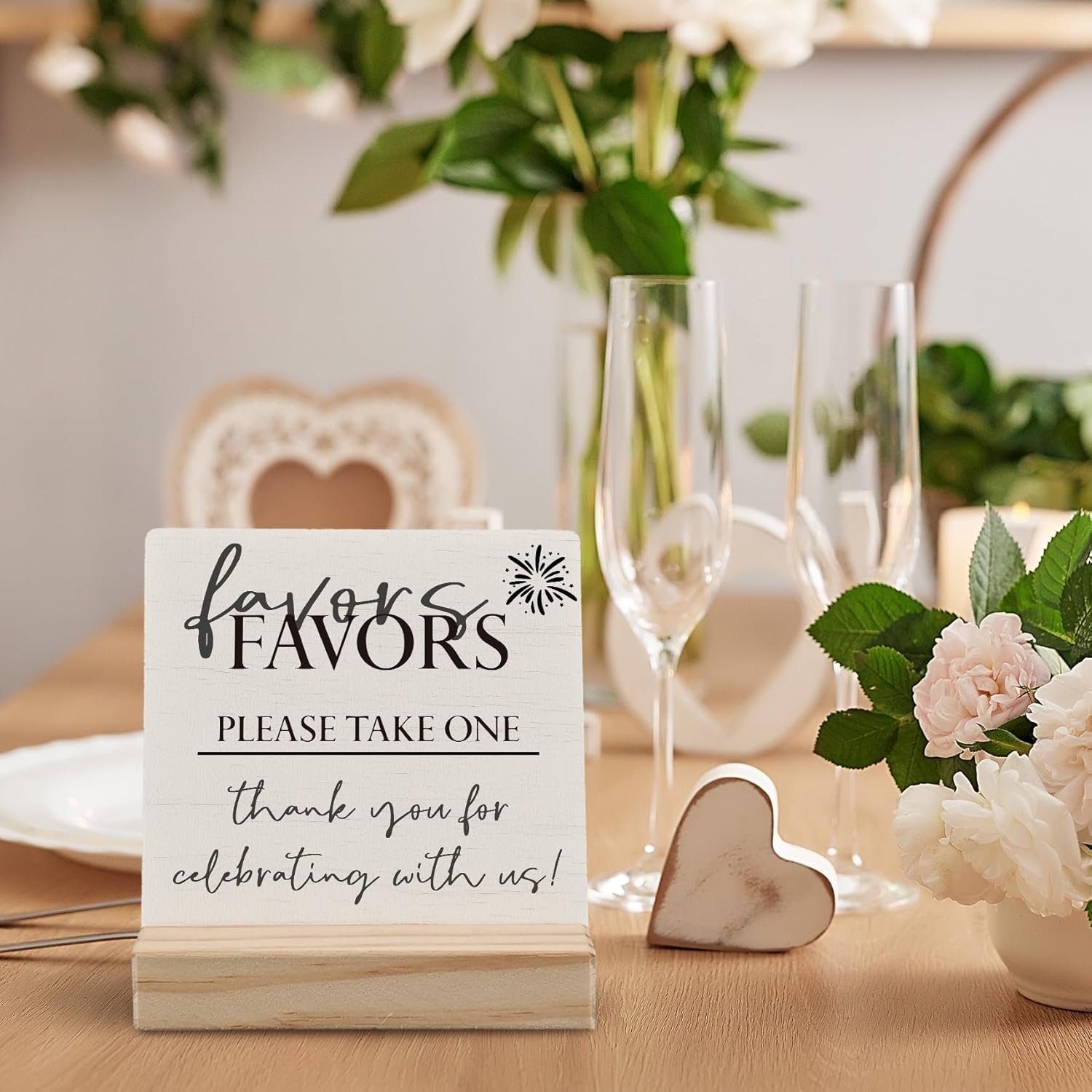 ANIANG Take One Sign Wooden Plaque with Stand