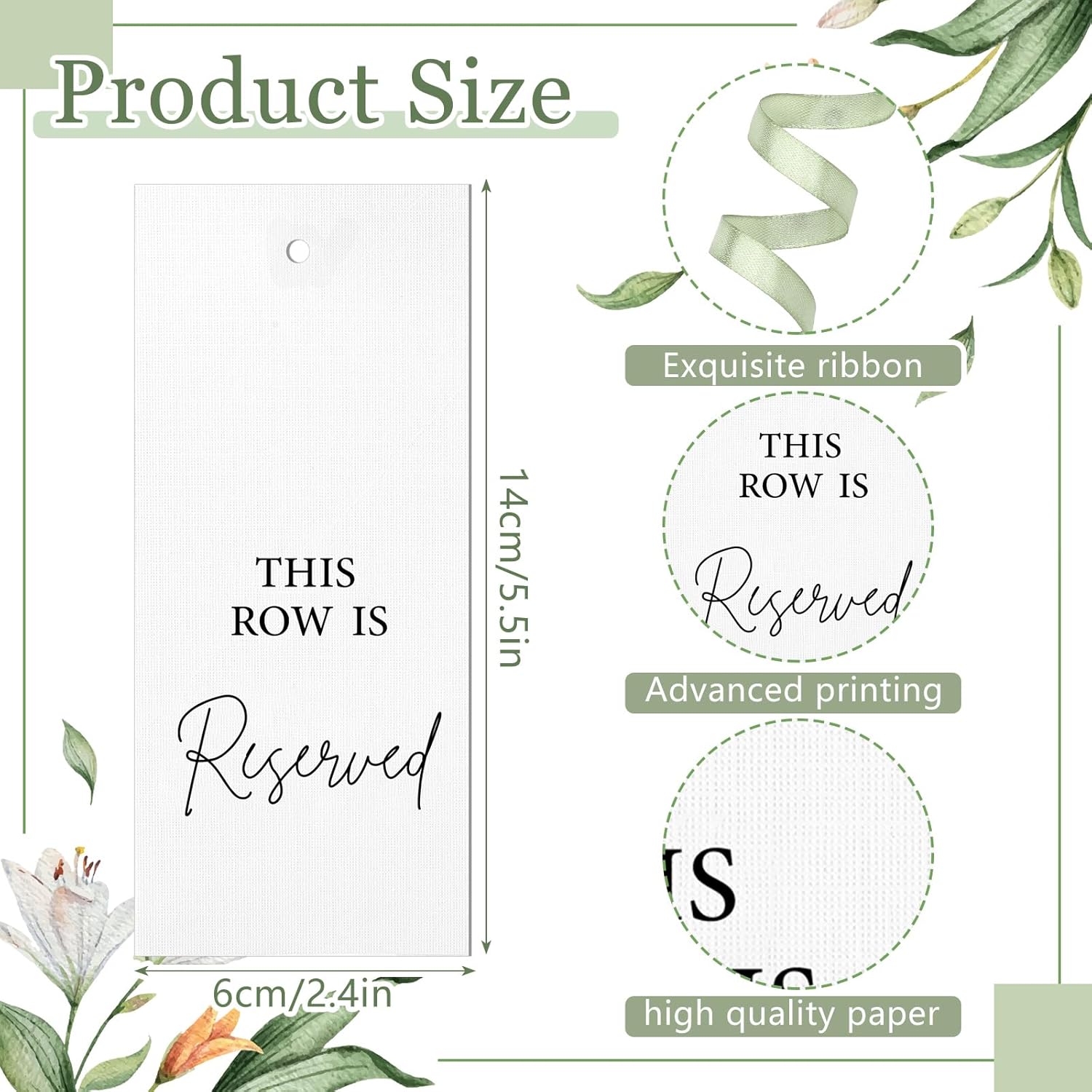 Clabby 12 Pack Reserved Chair Signs with Ribbon