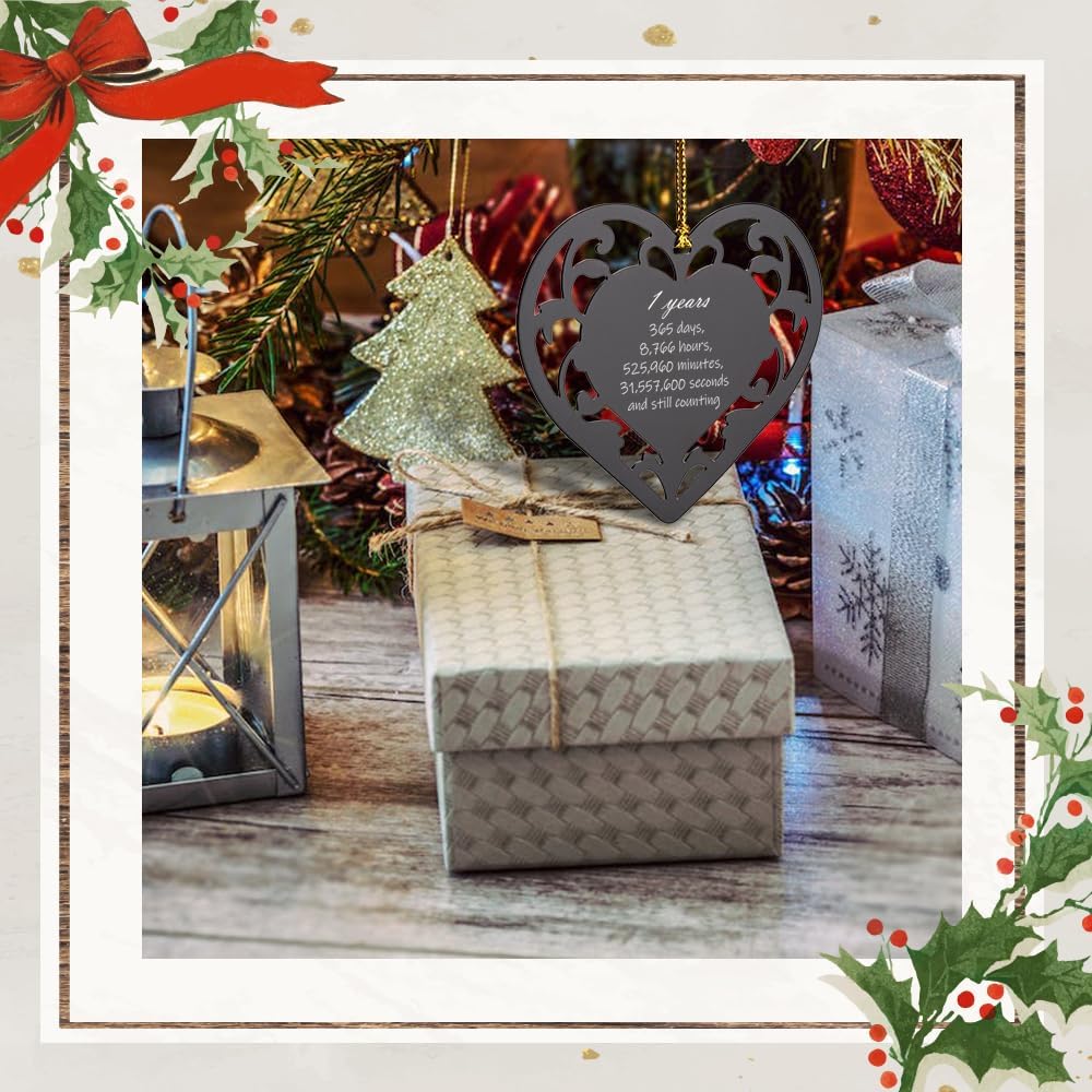 1st Anniversary Heart Ornament Gift for Couples