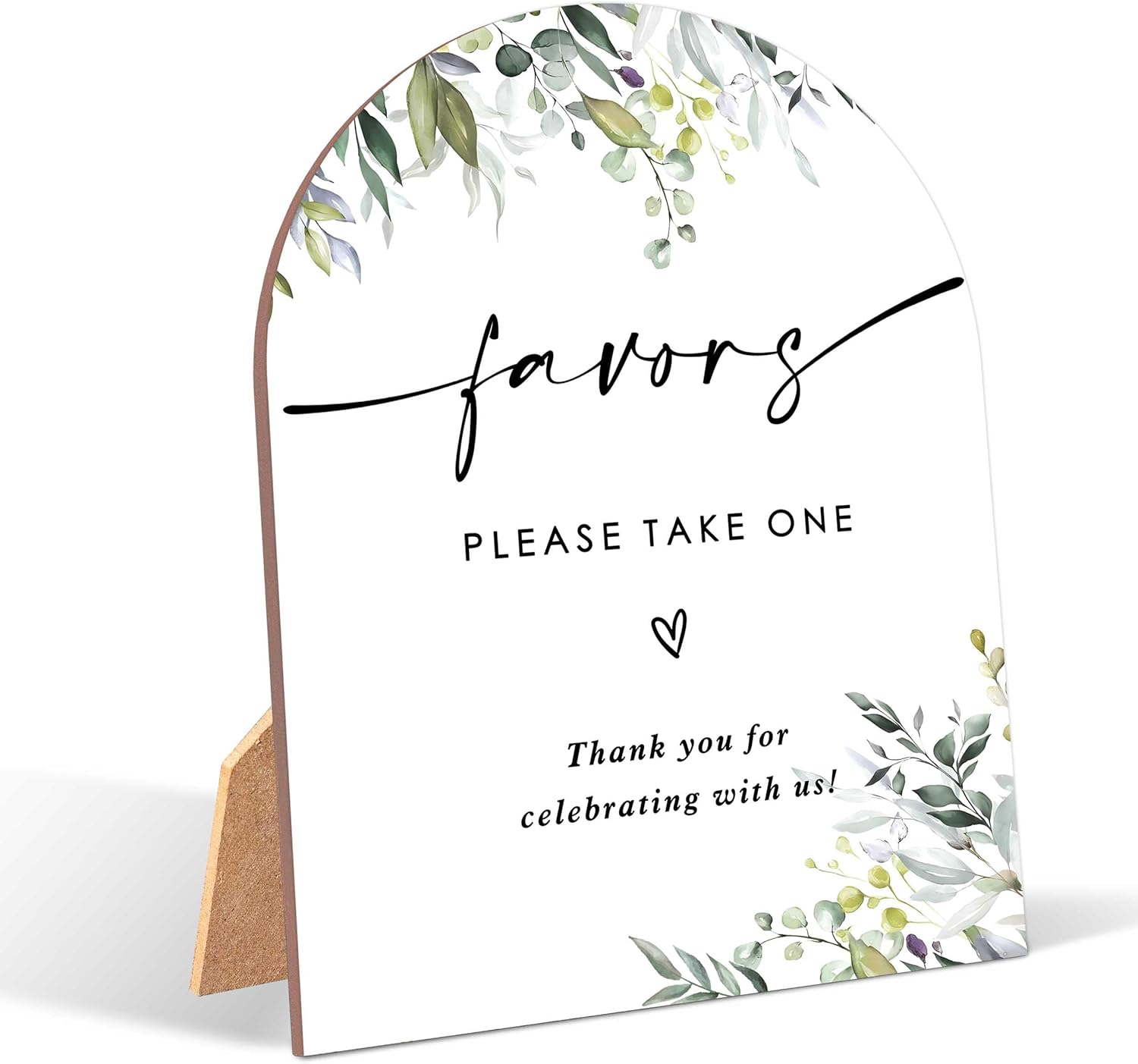 Greenery Wedding Favor Sign with Stand
