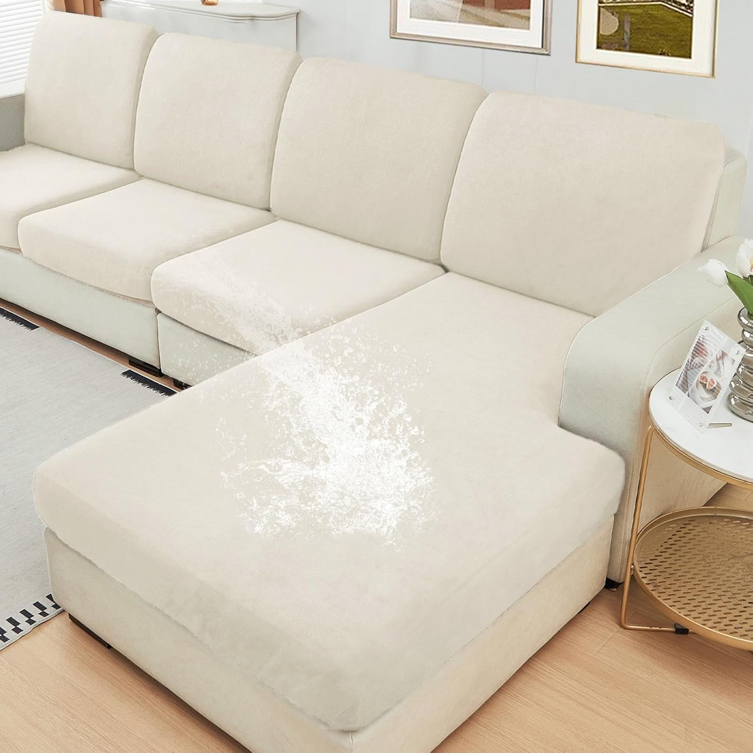 NAISI Waterproof Couch Cushion Covers for L-Shape Sectional Couch