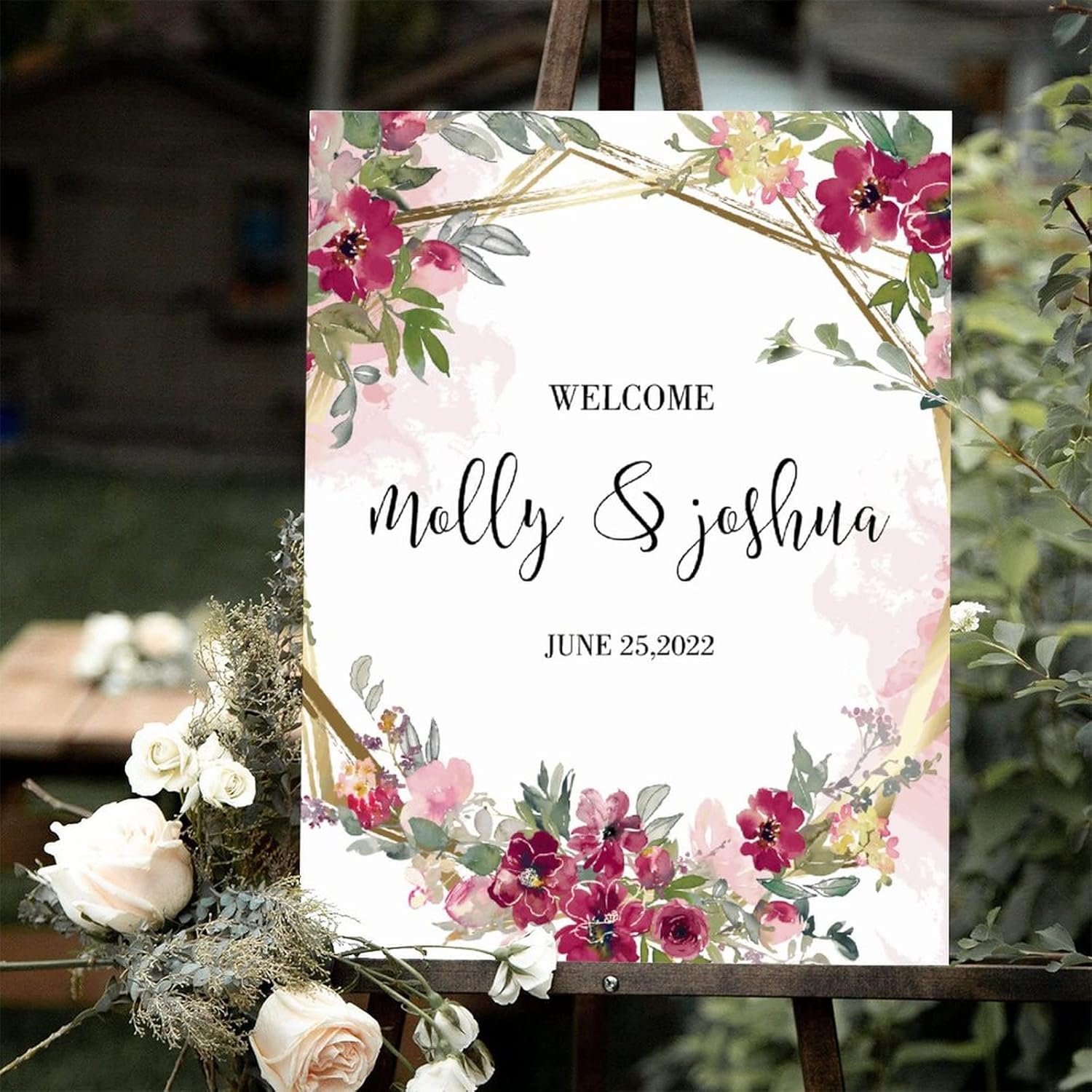 Alioyoit Wooden Wedding Welcome Sign 12x16 Inch