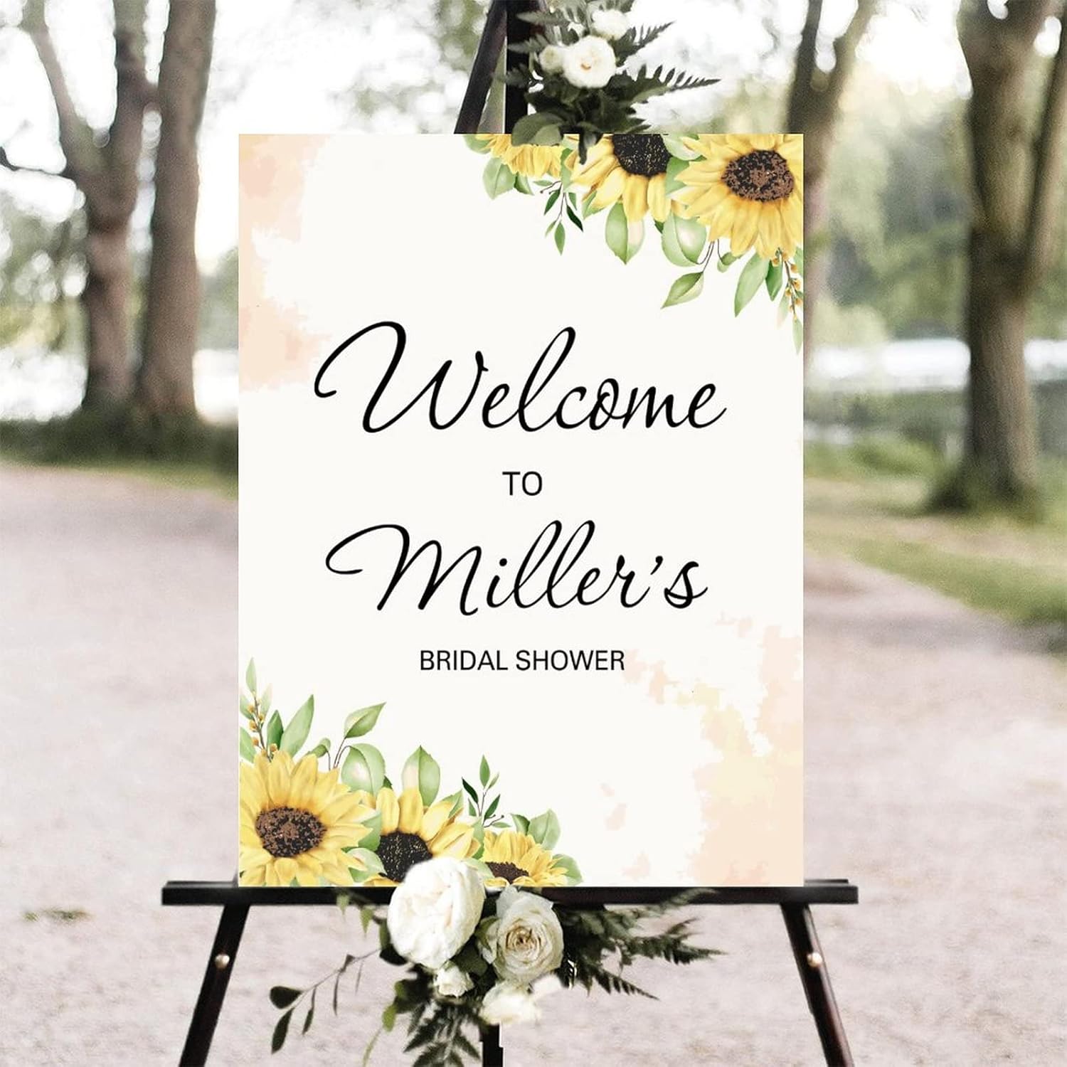 Alioyoit Personalized Watercolor Floral Wedding Welcome Sign