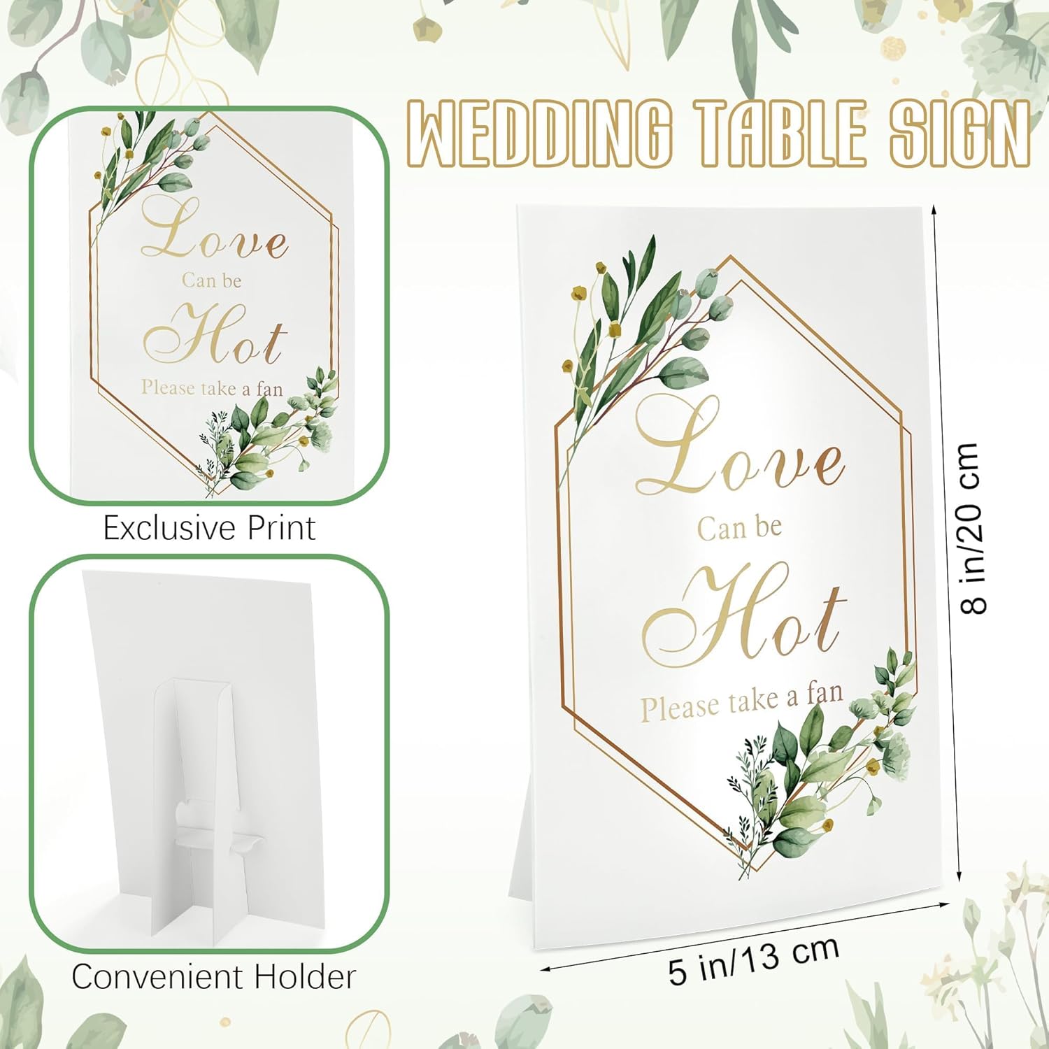 Aneco 120 Piece Wedding Fan Set with Table Sign