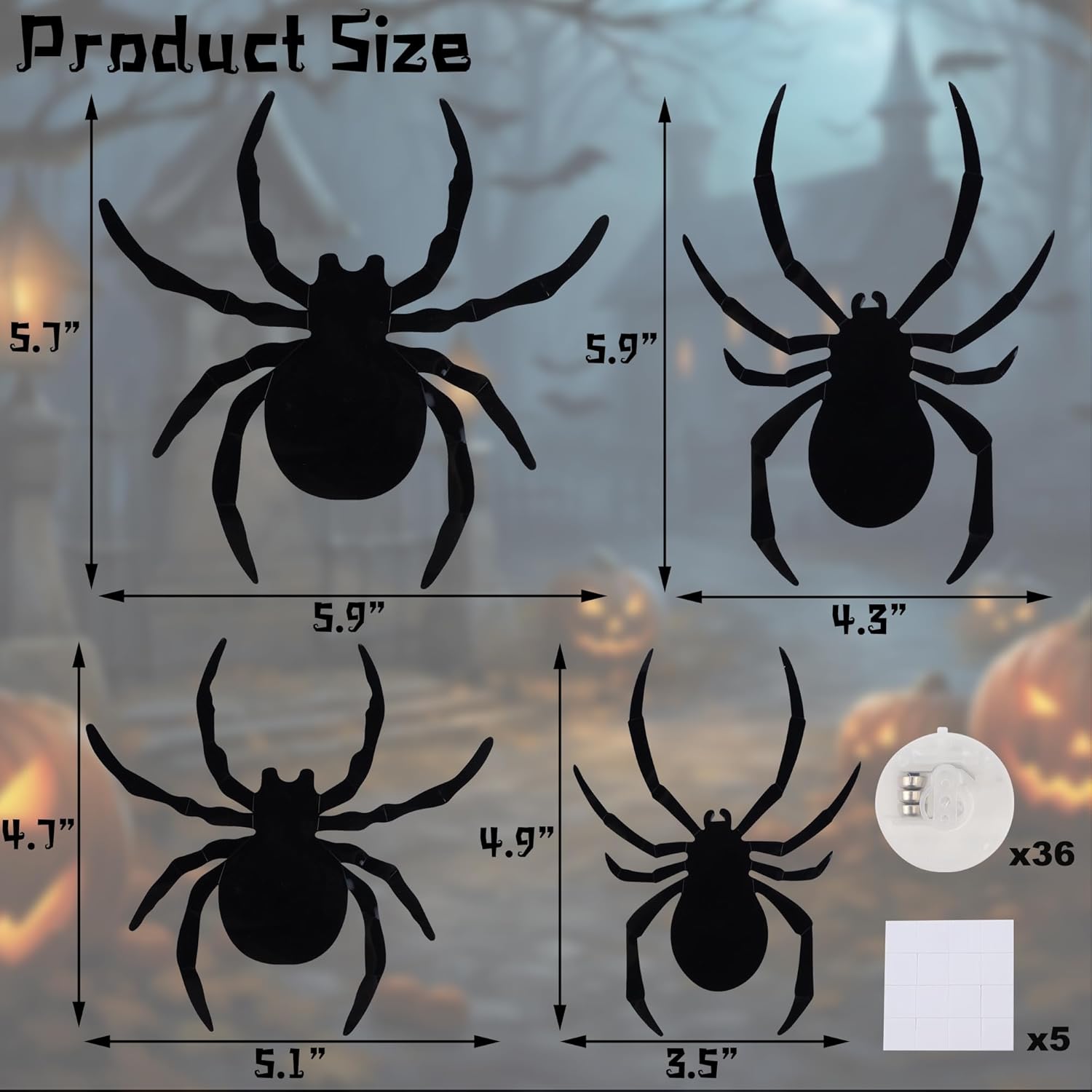DRDUDU 36 Pack Halloween Spider Wall Decor