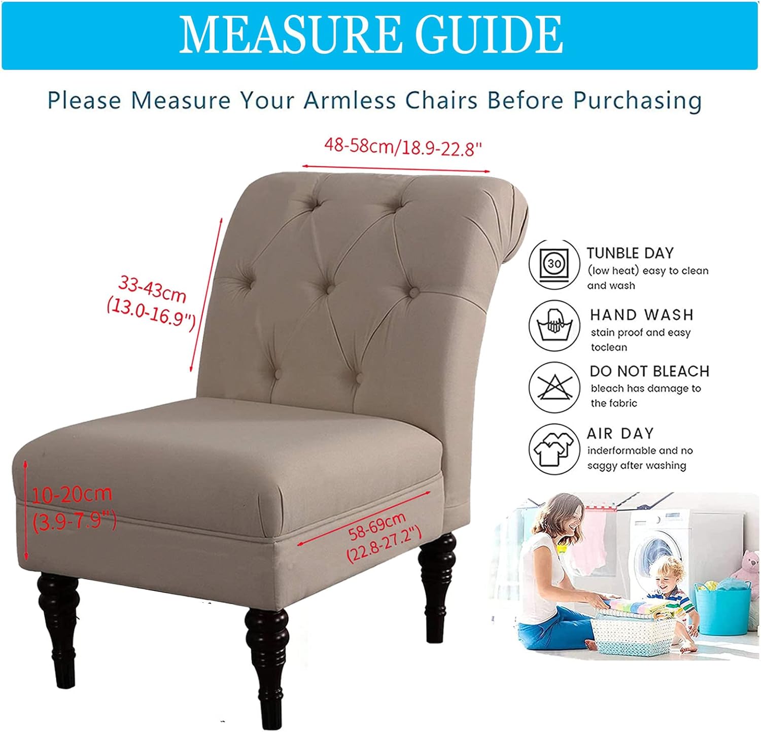 SHILINTONG Armless Chair Cover Spandex Jacquard