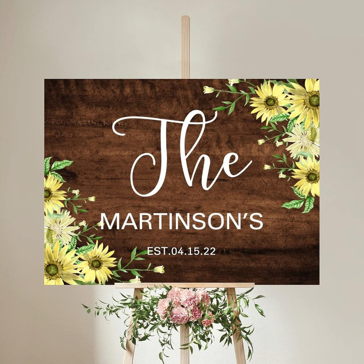 Alioyoit Custom Wedding Welcome Sign 12x16 Inch Brown Wood