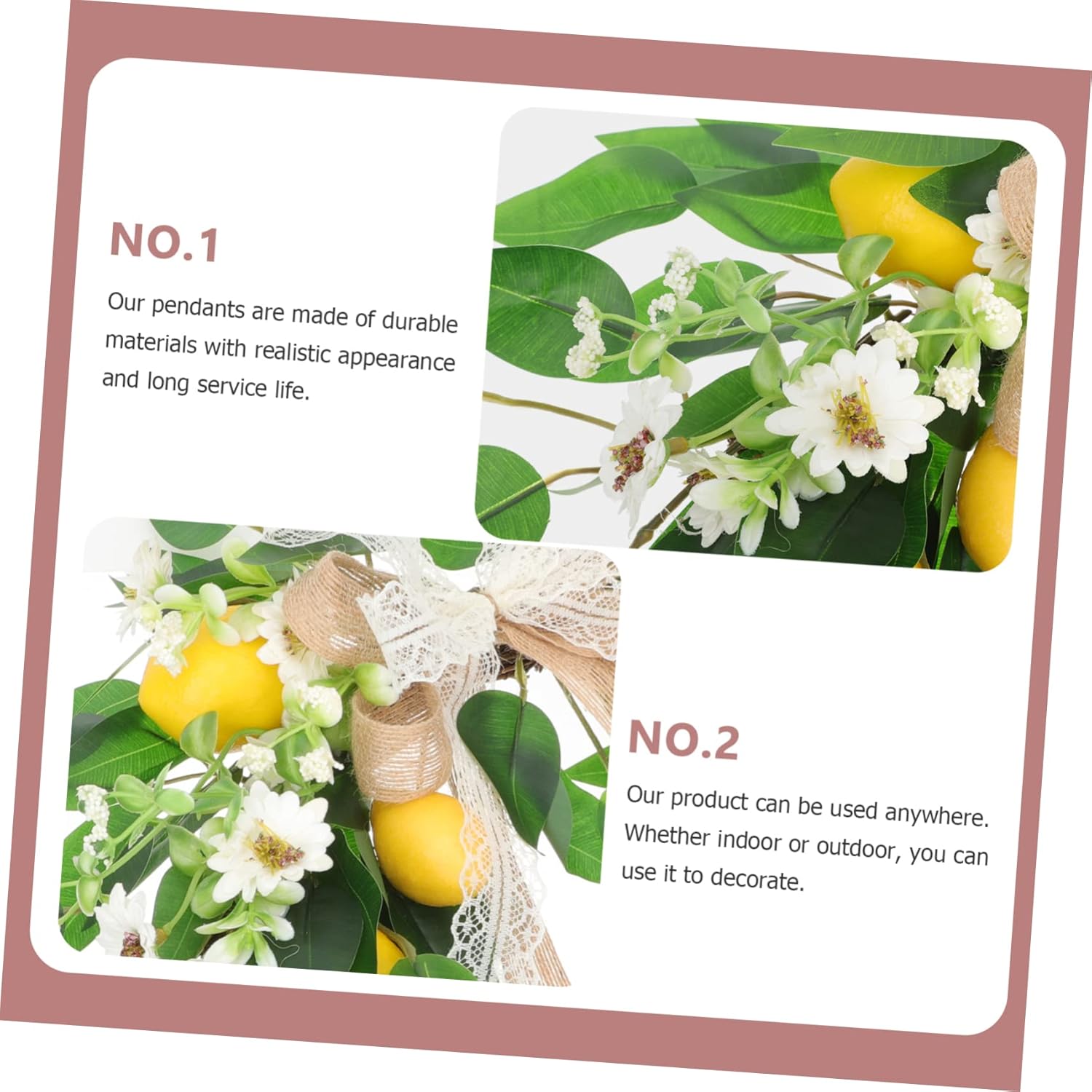 Lifelike Artificial Lemon Wreath for Summer Decor