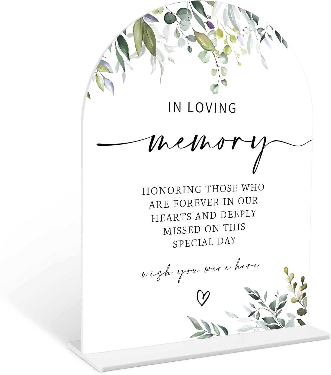 Greenery In Loving Memory Wedding Sign with Holder