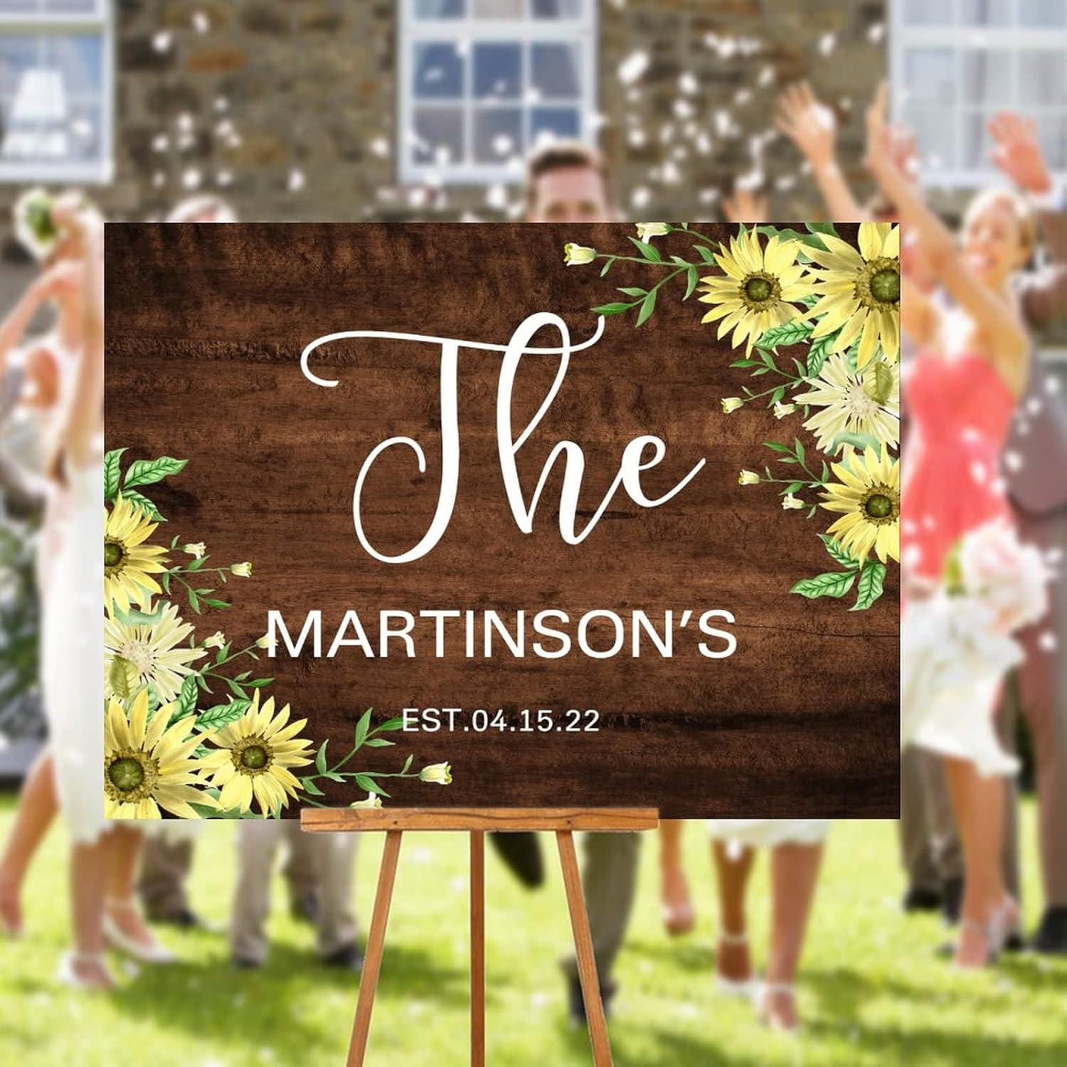 Alioyoit Custom Wedding Welcome Sign 12x16 Inch Brown Wood