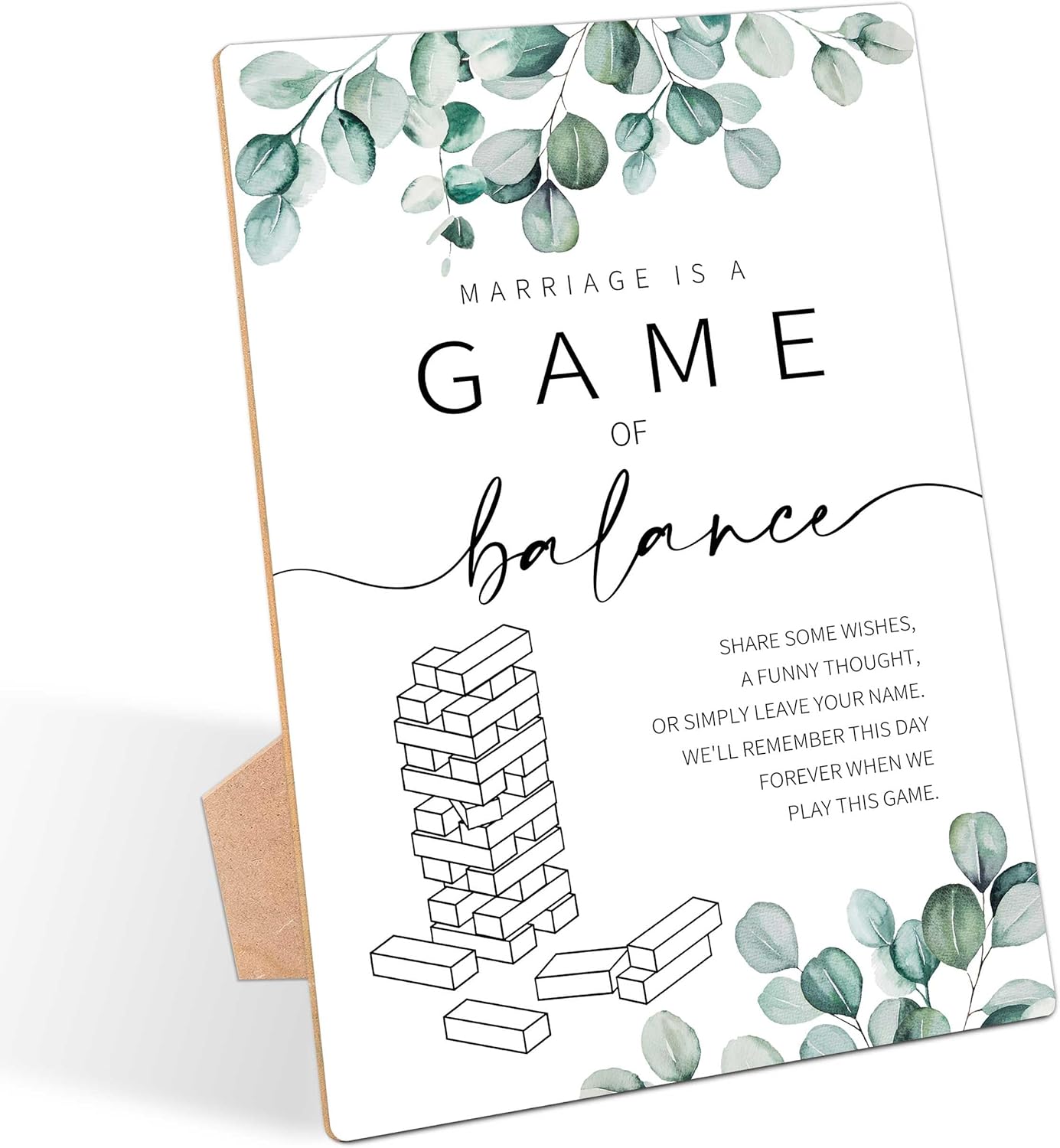 Marriage Is A Game Of Balance Wedding Sign with Stand