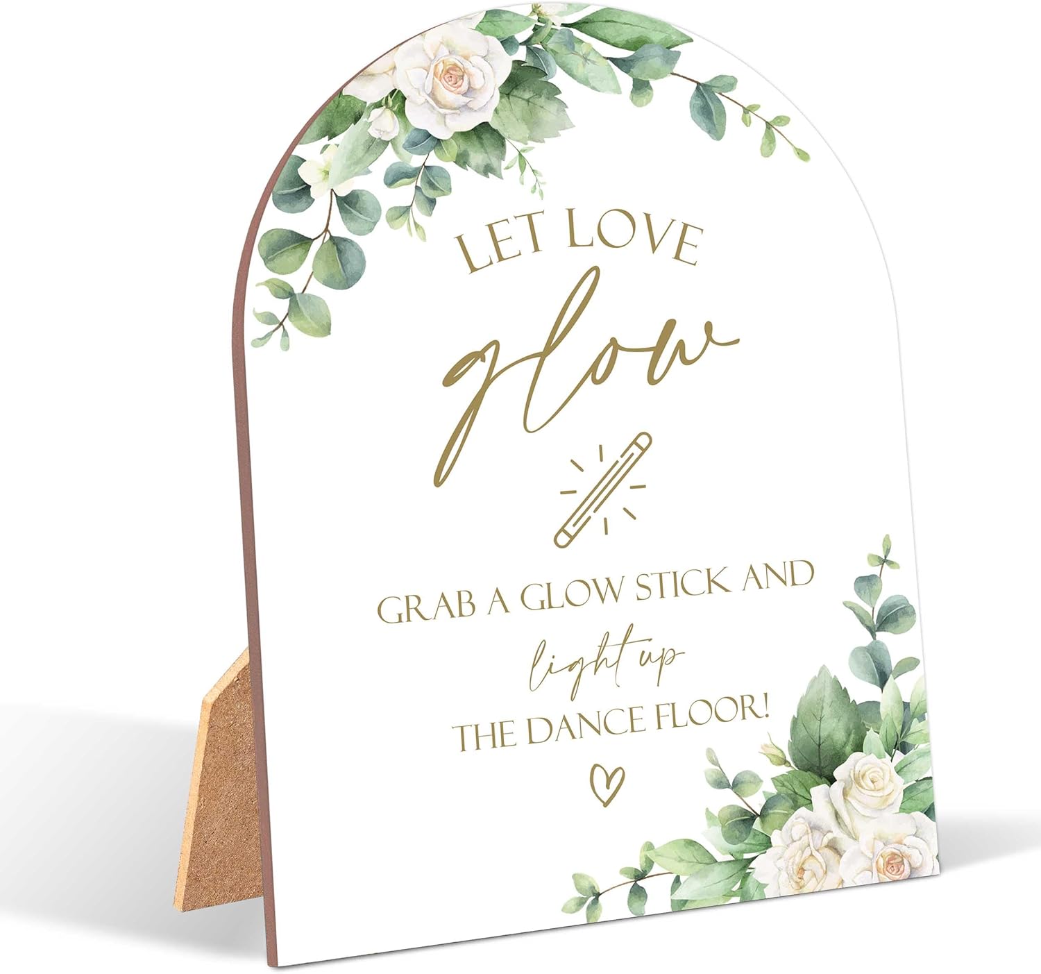 White Rose Let Love Glow Wedding Sign with Stand