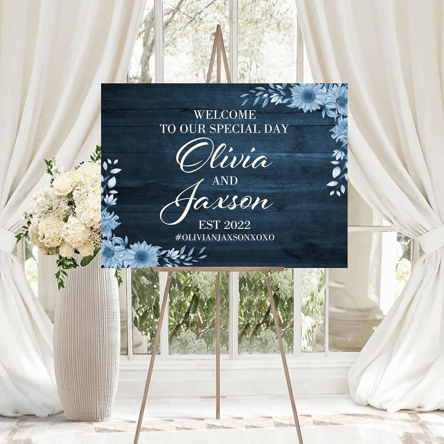 Alioyoit Wedding Welcome Sign Personalized Wood Luxury Rustic Greeting Sign 12x16 Inch