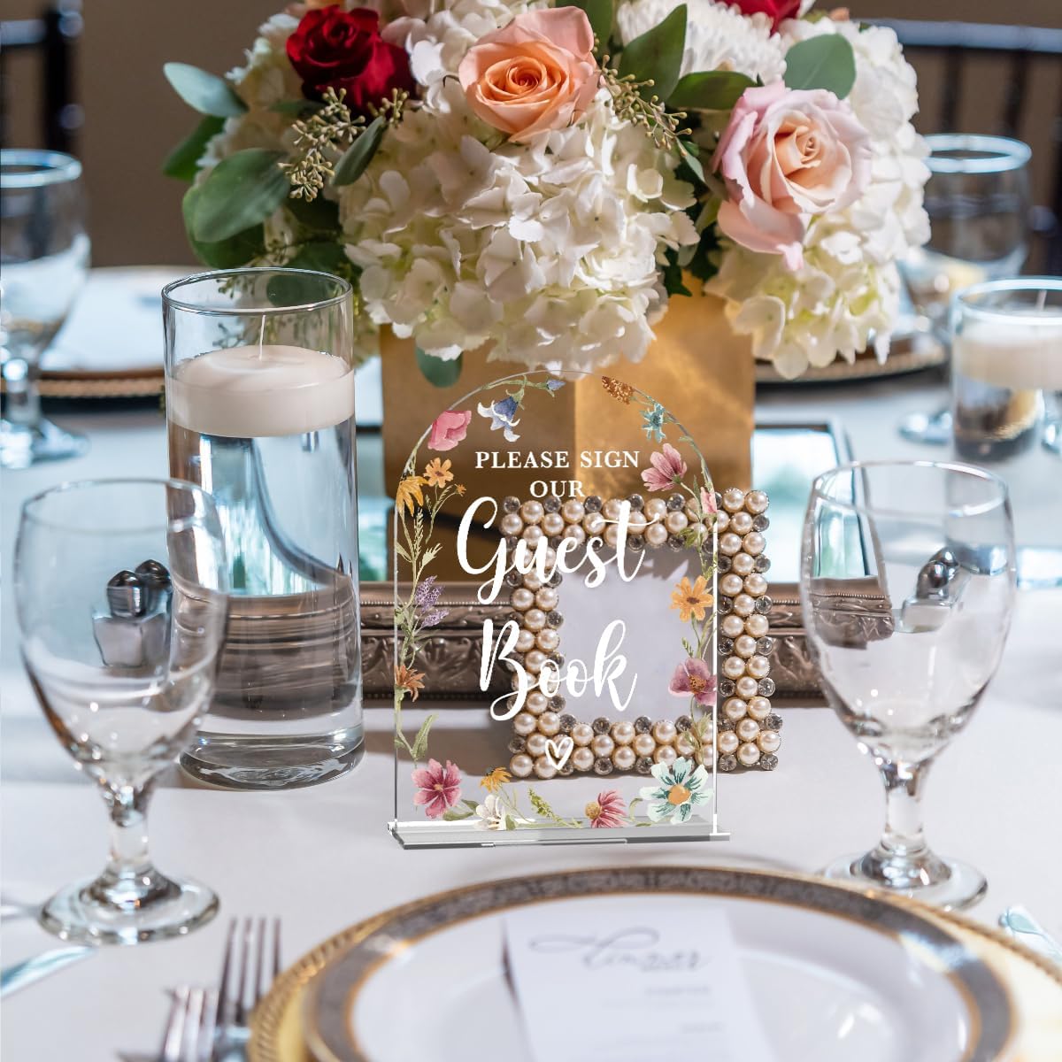 Wildflowers Acrylic Wedding Sign Guestbook Arch Table Decor