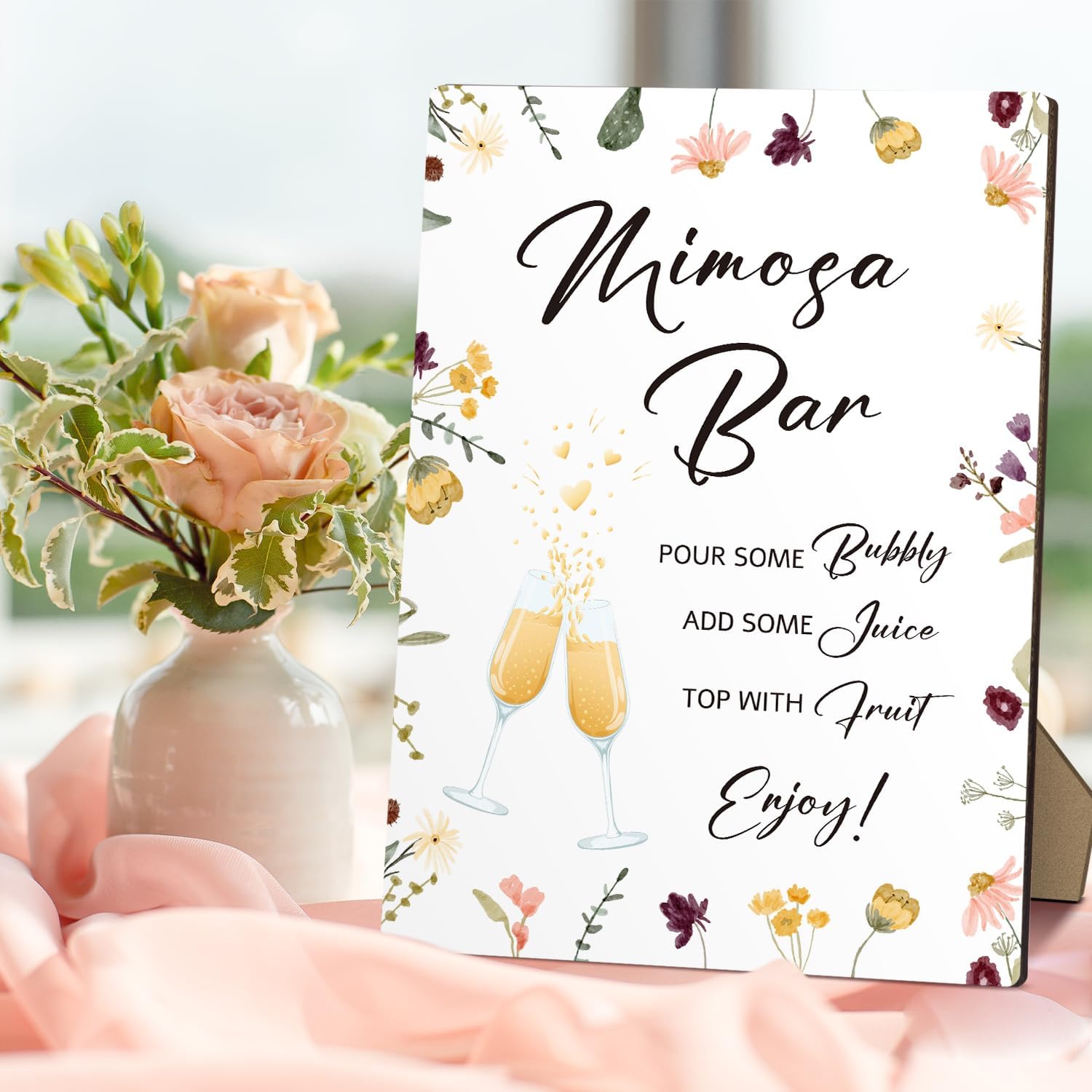 8x11 Inch Mimosa Bar Wooden Sign with Stand