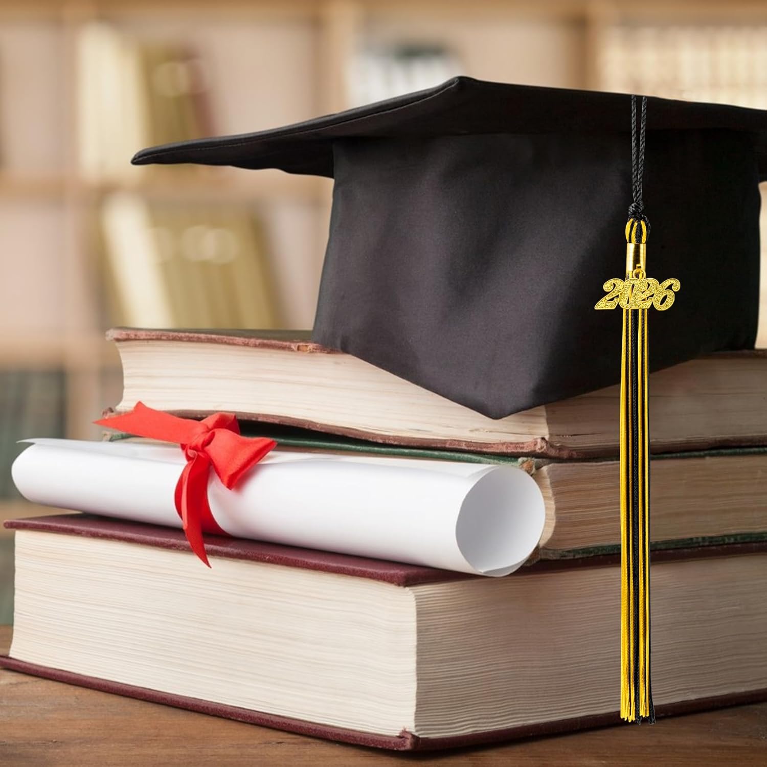 2026 Black Gold Graduation Tassel with Golden Charm