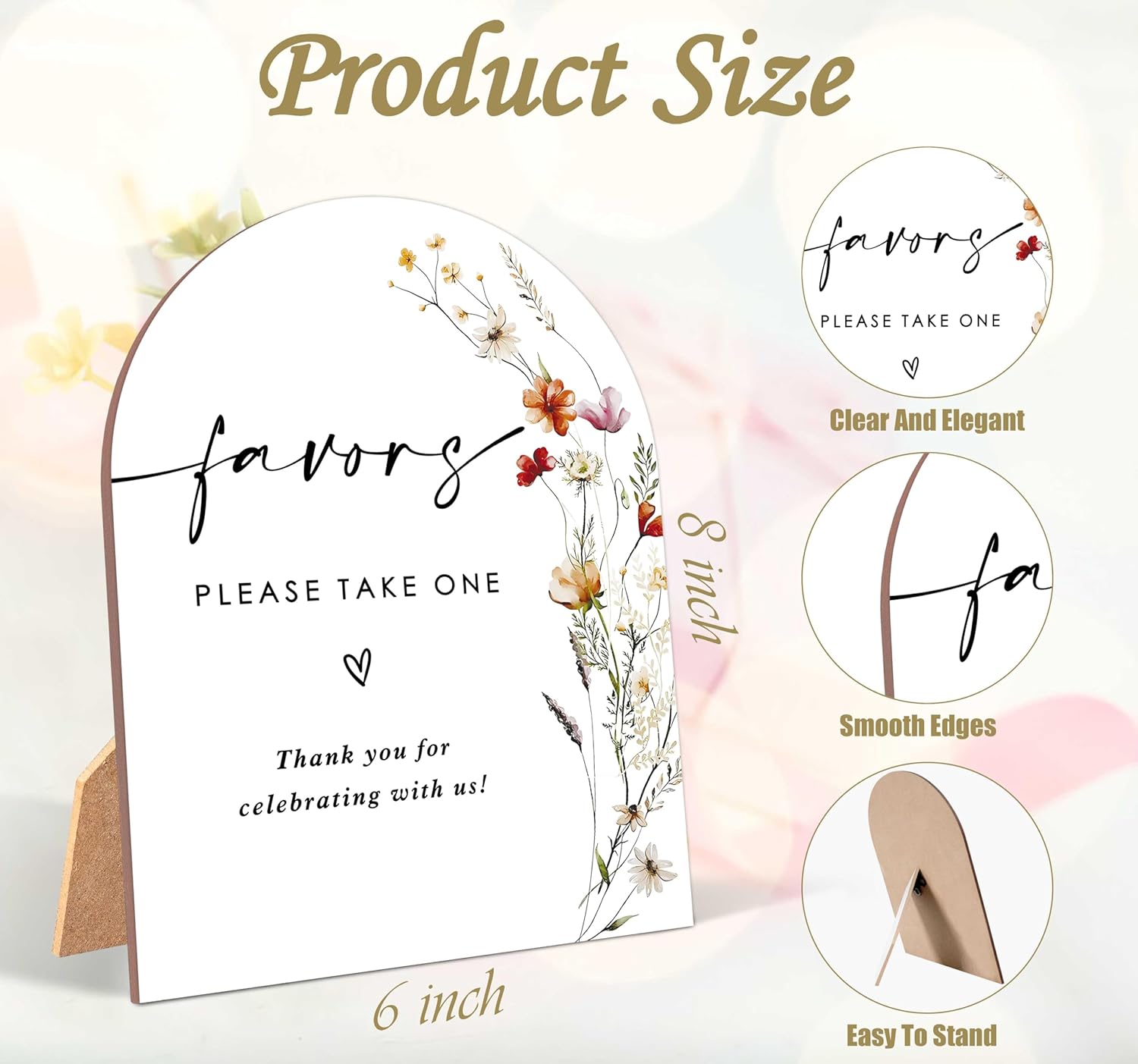 Wildflower Wedding Favor Sign with Stand