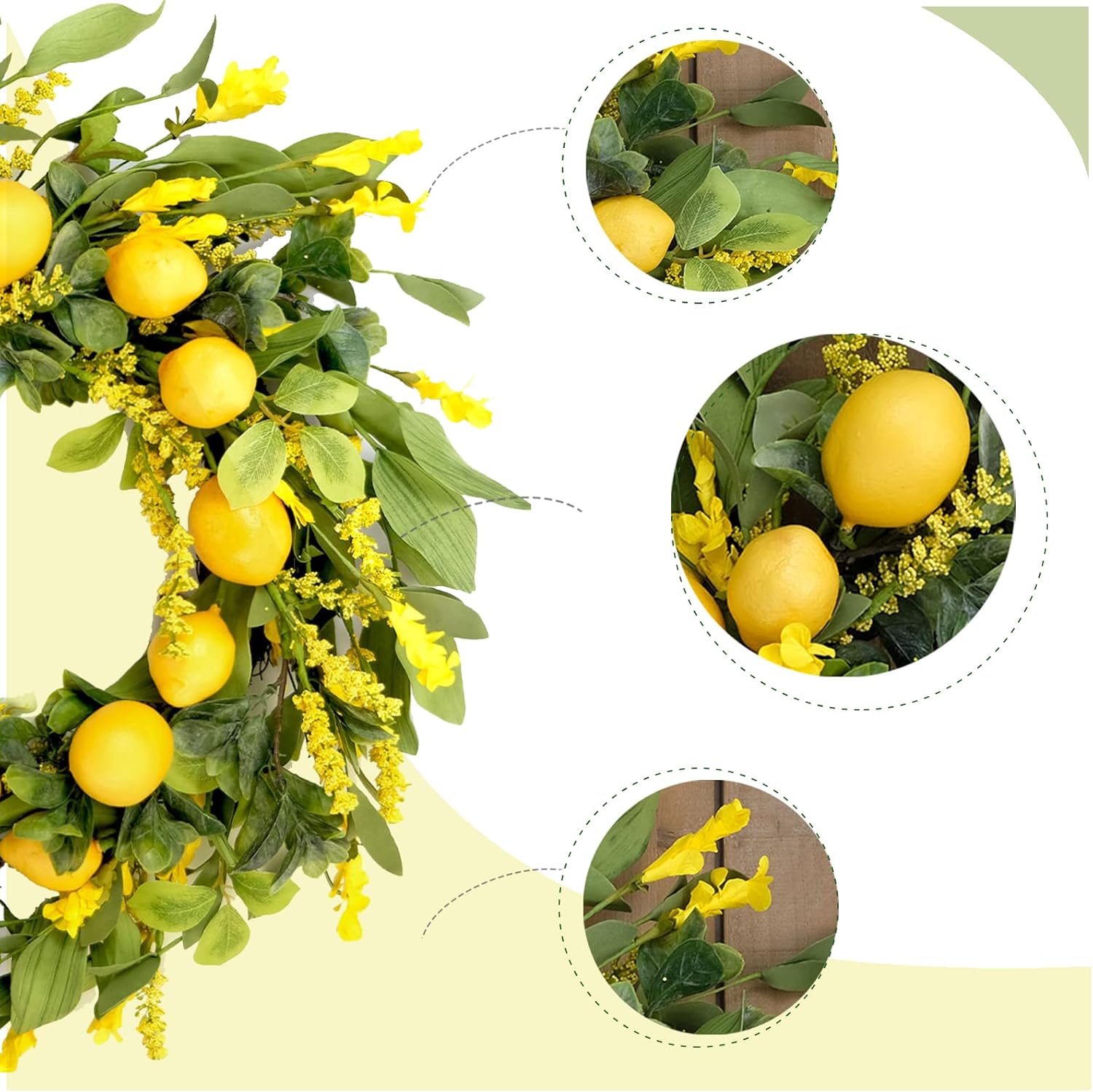 TEMPUS 20 Inch Artificial Lemon Wreath