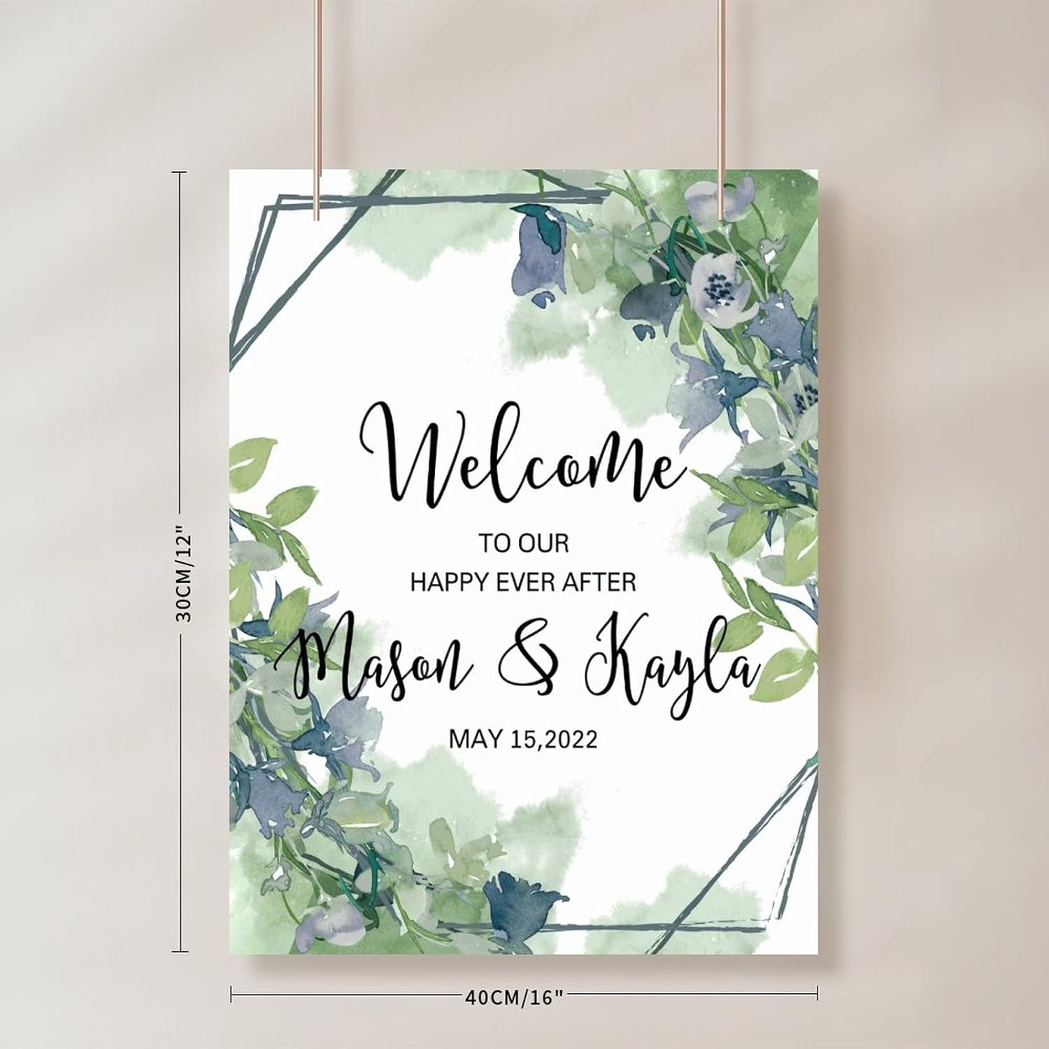 Alioyoit Customizable Wedding Welcome Sign 12x16 Inch