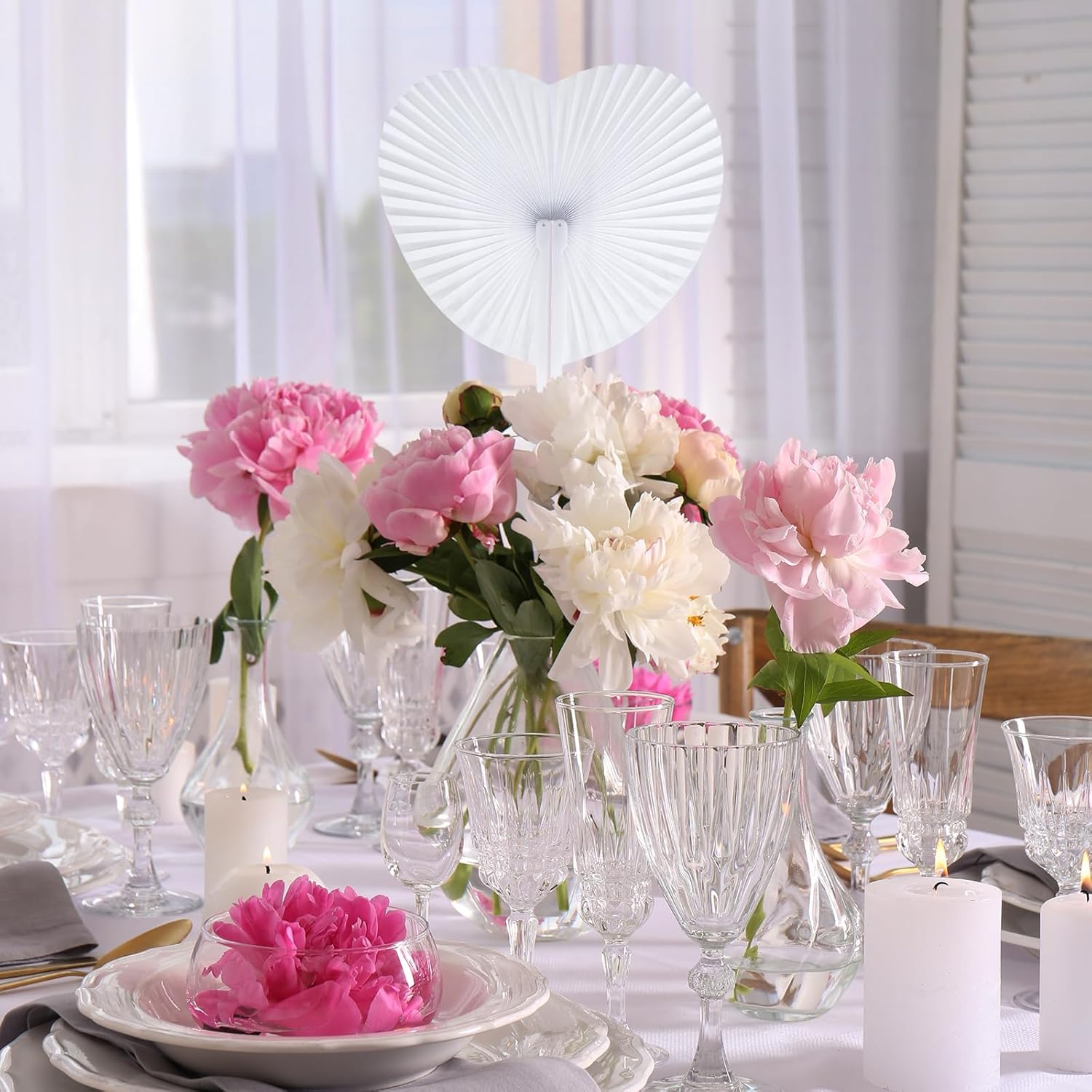 Blulu 60 Pack Decorative Folding Fans Wedding Party Favor
