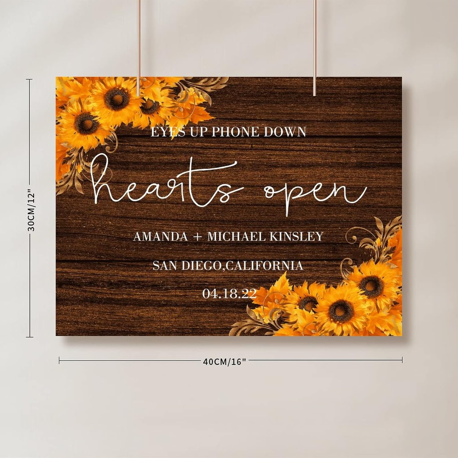 Personalized Wedding Welcome Sign with Sunflowers Design