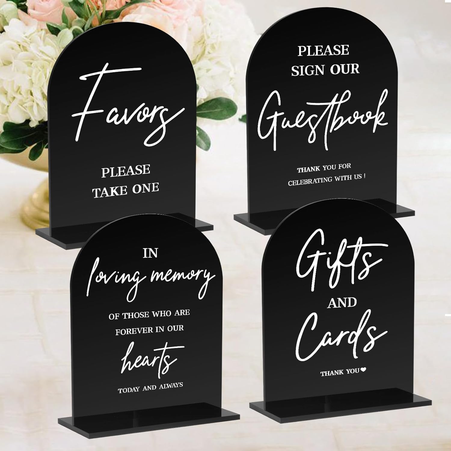 KOSKIMER 4 Pcs Acrylic Wedding Signs 5x7 Inch Black Decor