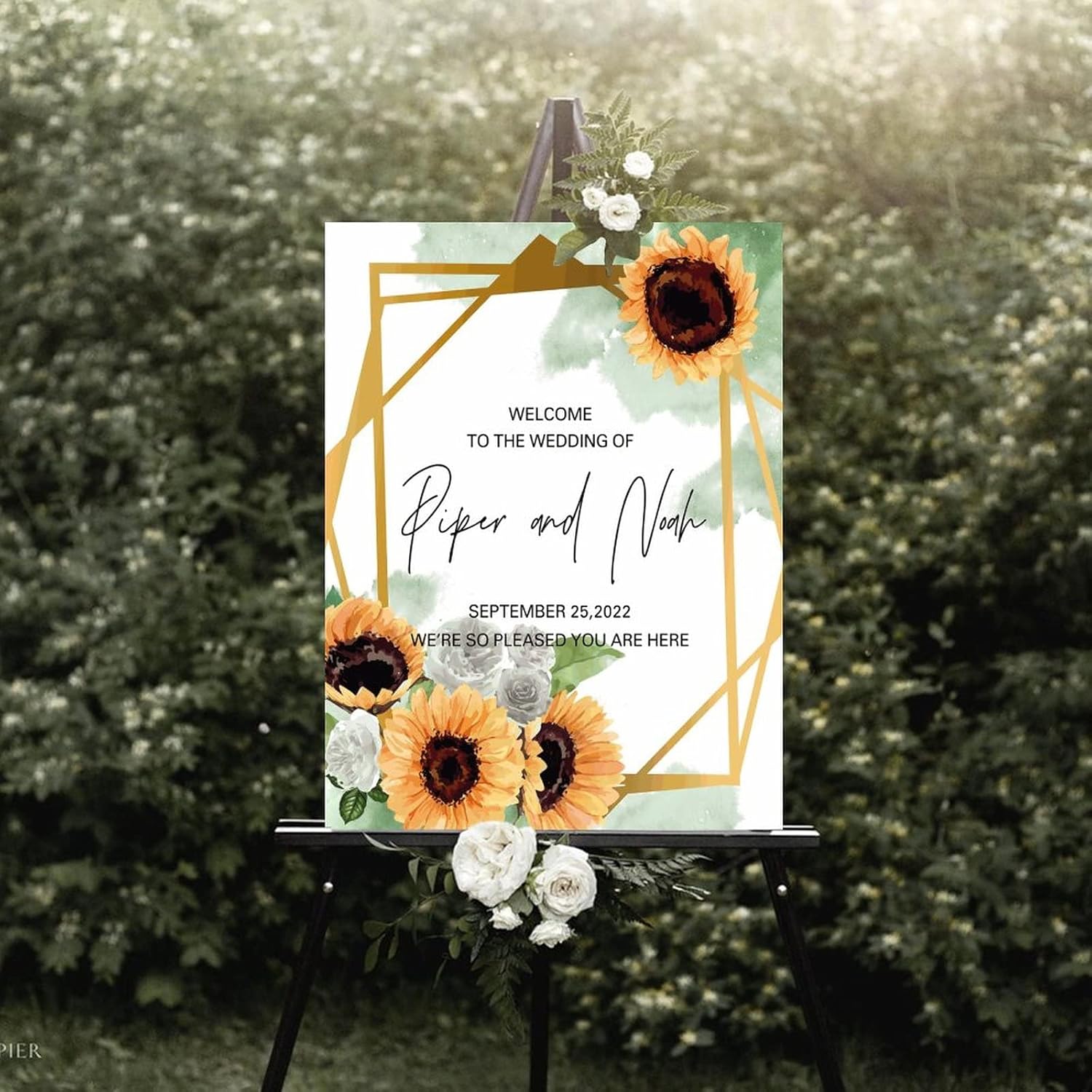 Alioyoit Wedding Welcome Sign with Sunflower Design