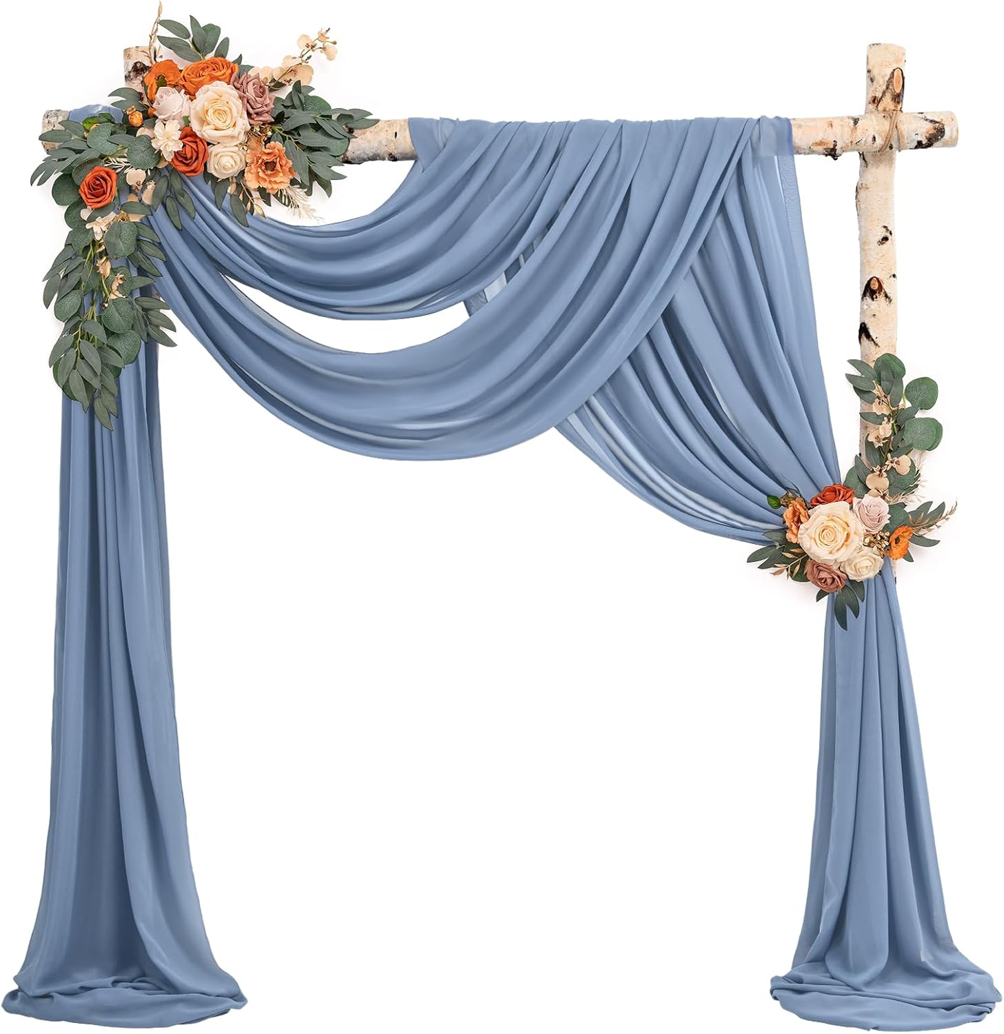Showgeous 4 Panel Dusty Blue Sheer Chiffon Wedding Arch Drapes