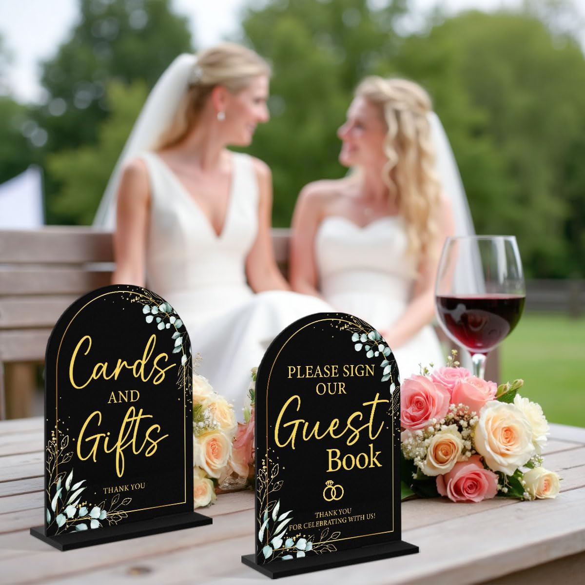 2-Piece Acrylic Wedding Sign Set for Ceremony Reception