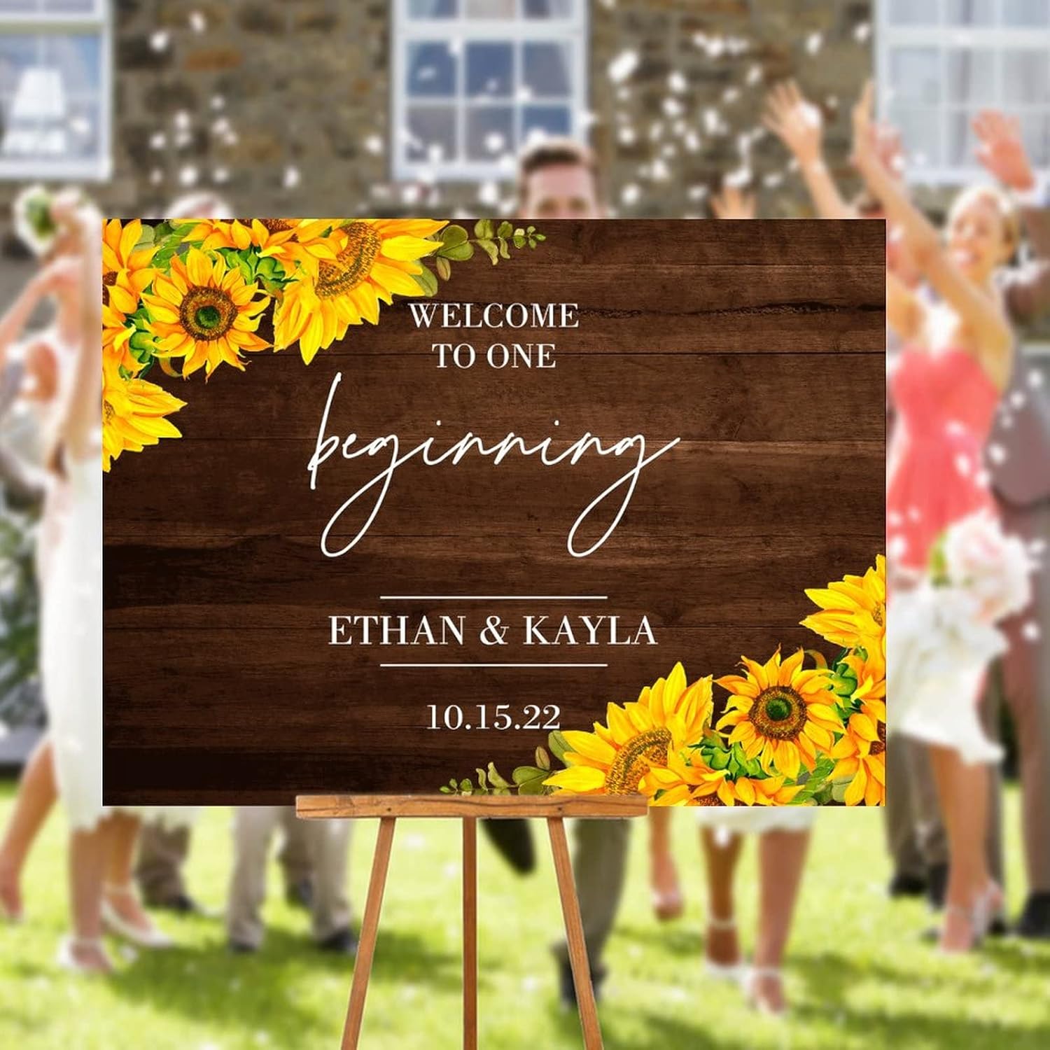 Alioyoit Wedding Welcome Sign with Sunflowers Design