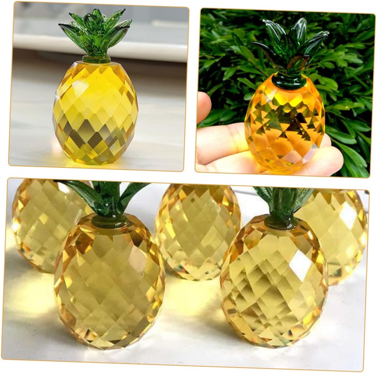 Ciieeo Crystal Pineapple Decor Statue Ornament