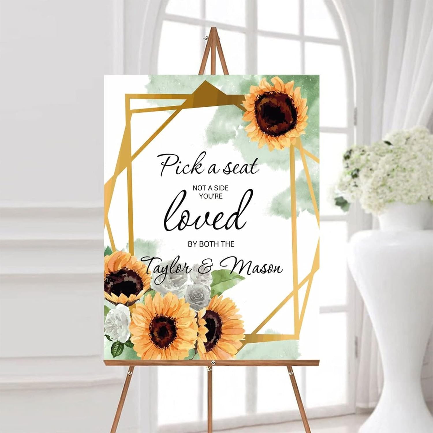 Custom Wedding Welcome Sign with Sunflower Design
