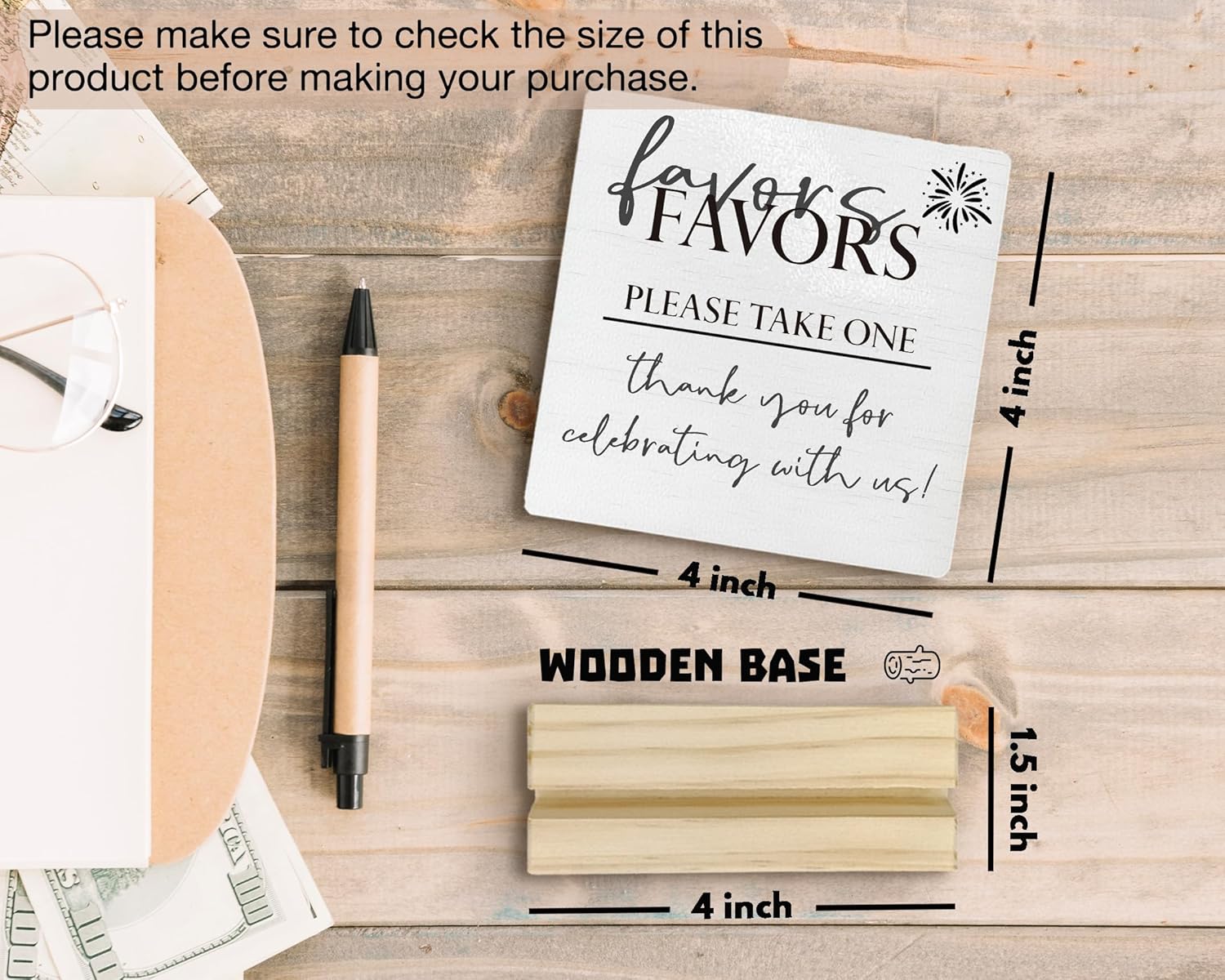 ANIANG Take One Sign Wooden Plaque with Stand