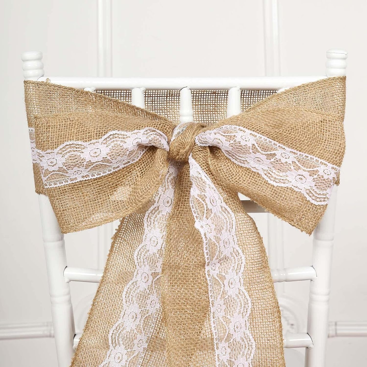 Efavormart 5x108 Natural Burlap with Lace Chair Sash