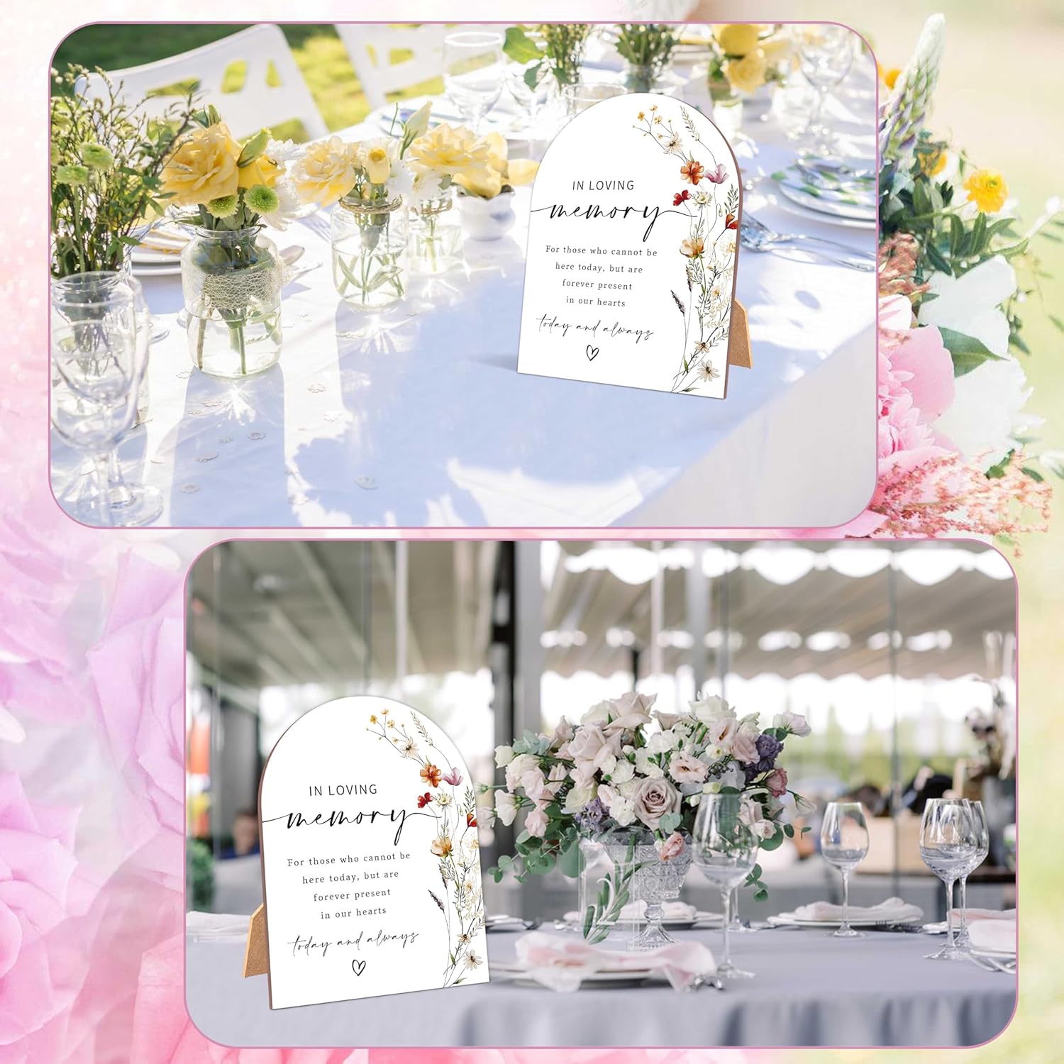 Wildflower In Loving Memory Wedding Sign With Stand