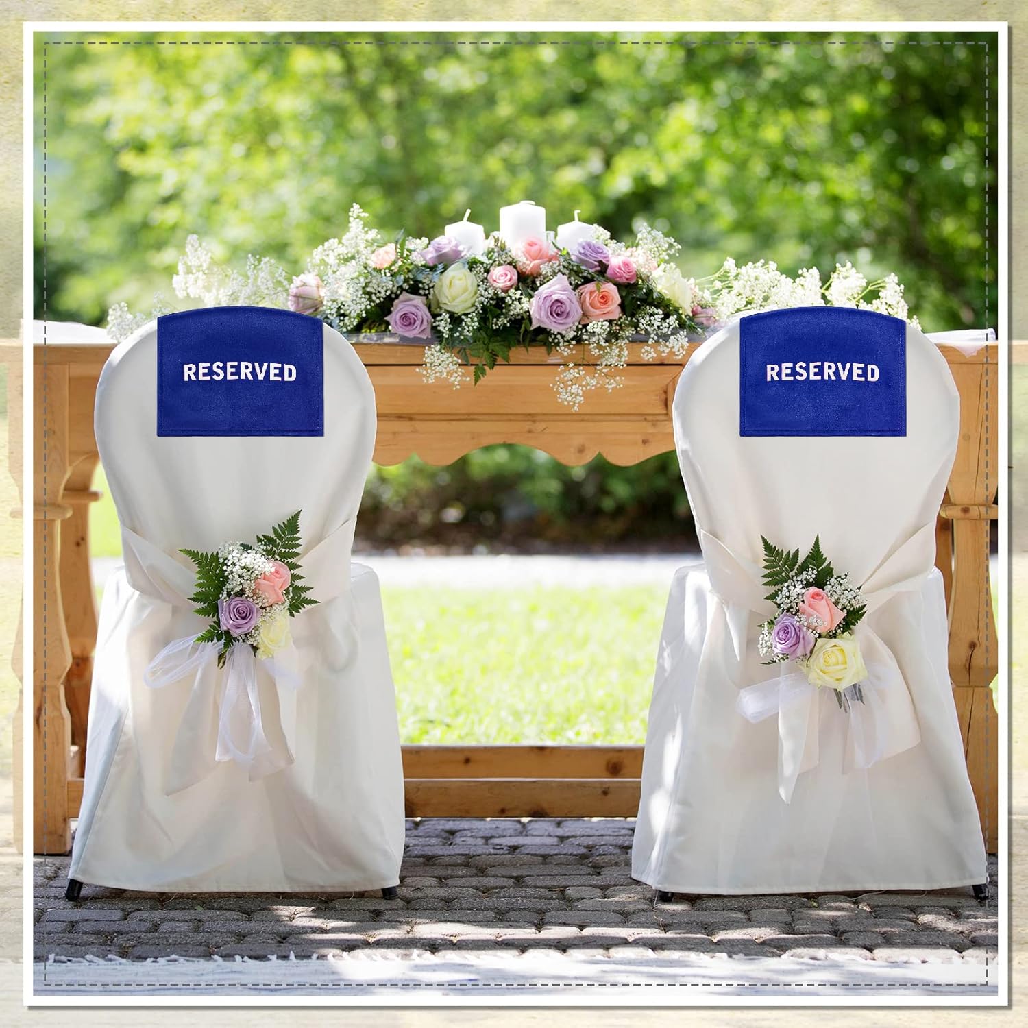 Tudomro Reserved Pew Signs Blue White 8 Pieces