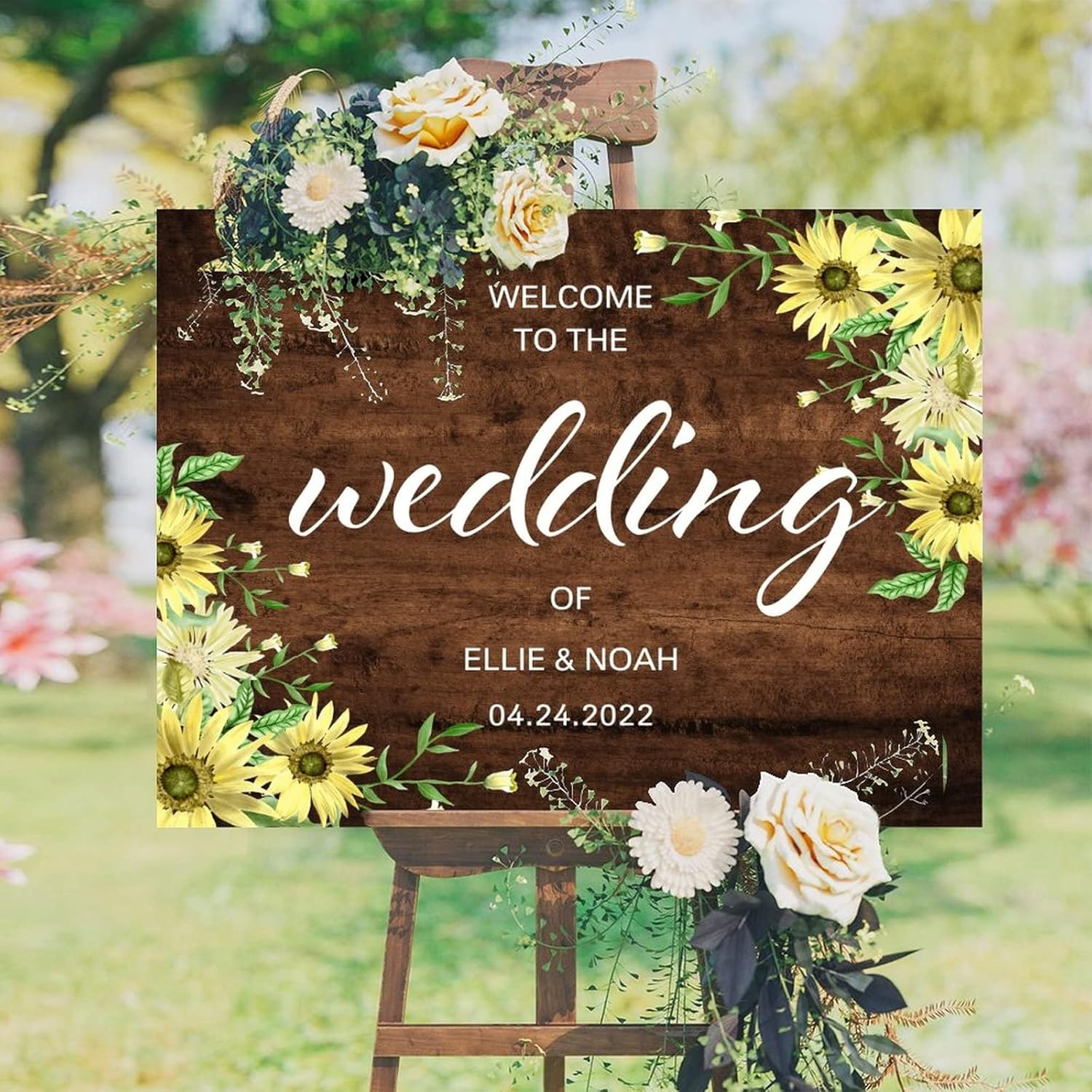 Customizable Wedding Welcome Sign Brown Wood