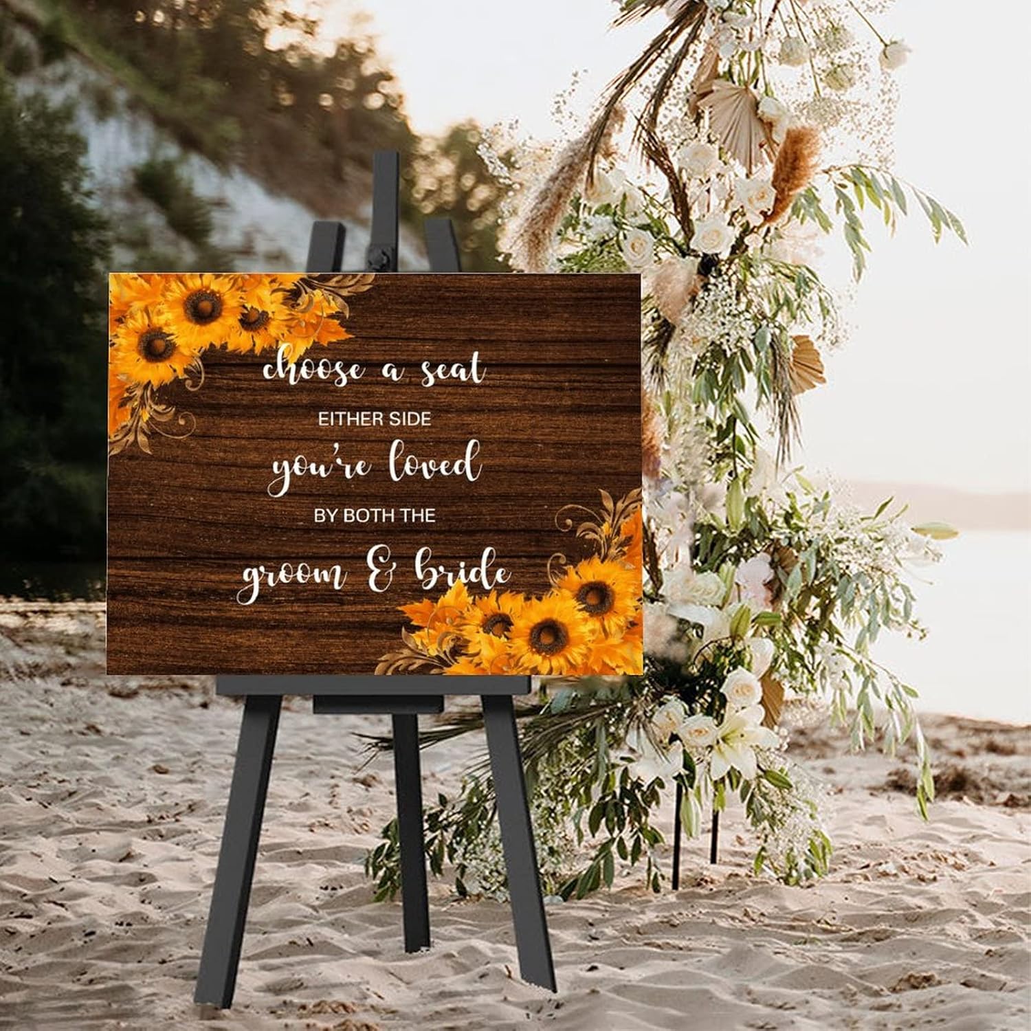 Custom Wedding Welcome Sign with Sunflowers