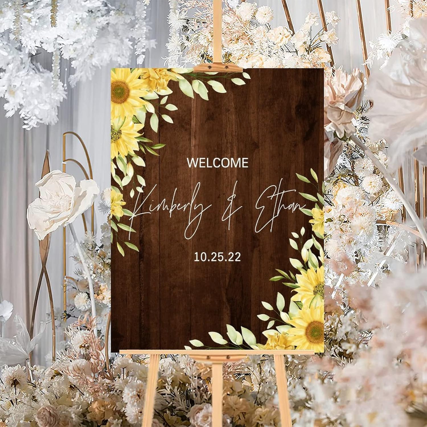 Alioyoit Personalized Wedding Welcome Sign Brown Wood 12x16 Inch