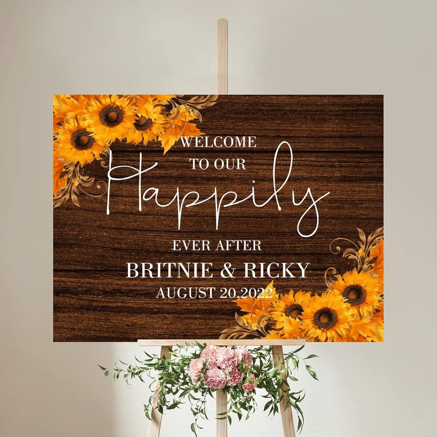 Customizable Wooden Wedding Welcome Sign 12x16 Inch