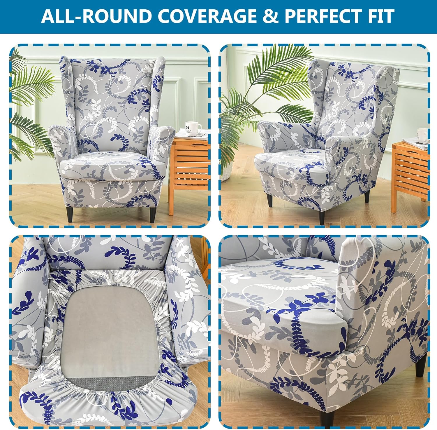 Stretch Spandex Wingback Chair Slipcovers 2 Piece