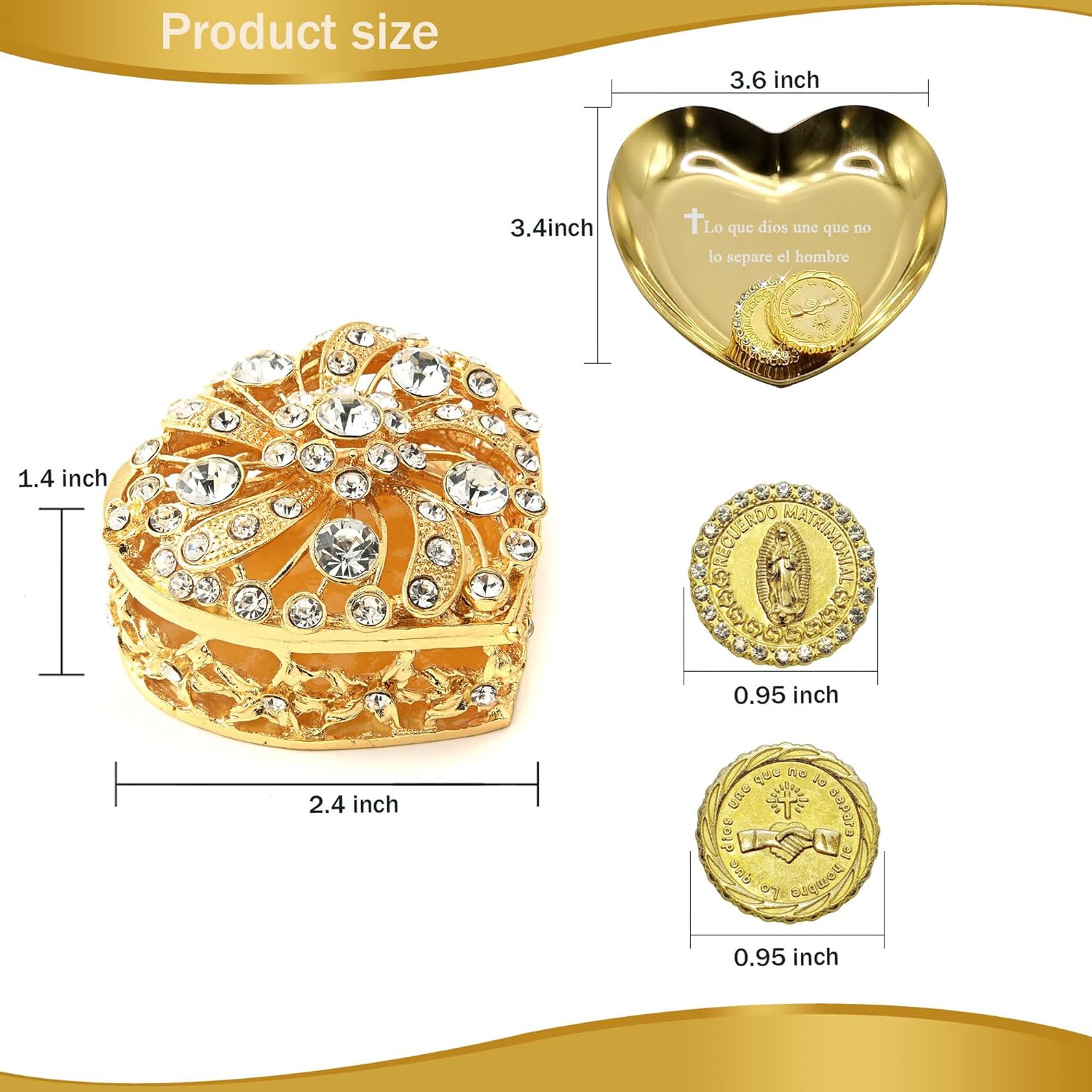 Catholic Wedding Set Arras and Lazo with Jewelry Box
