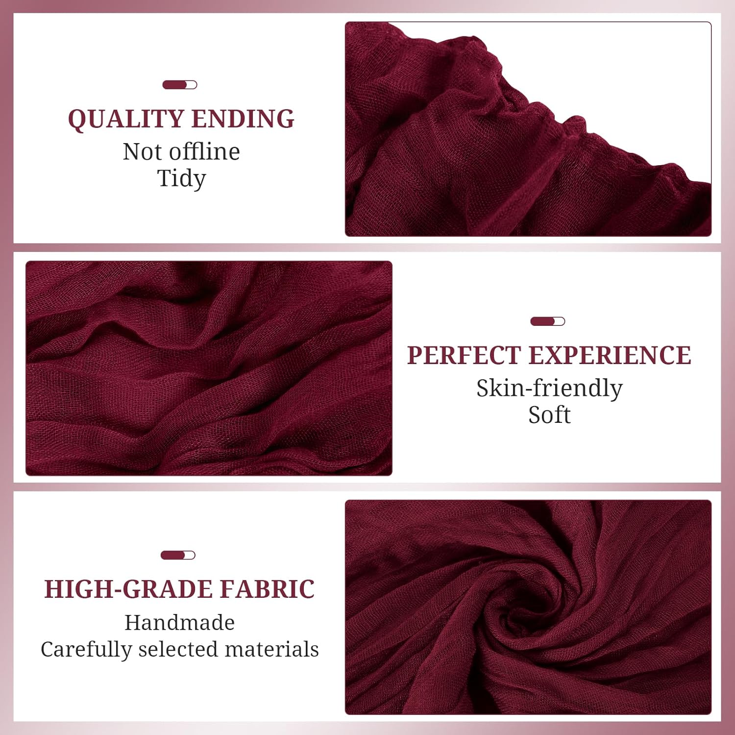 YMHPRIDE 50pcs Burgundy Cheesecloth Chair Sashes