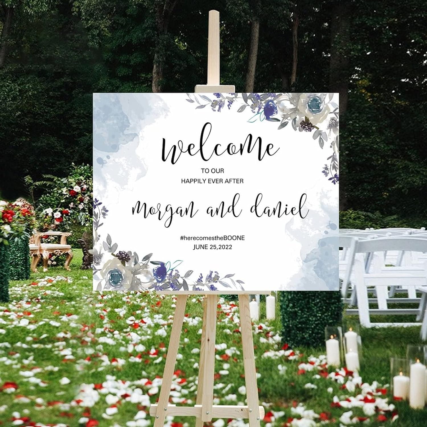 Alioyoit Elegant Rustic Wooden Wedding Welcome Sign