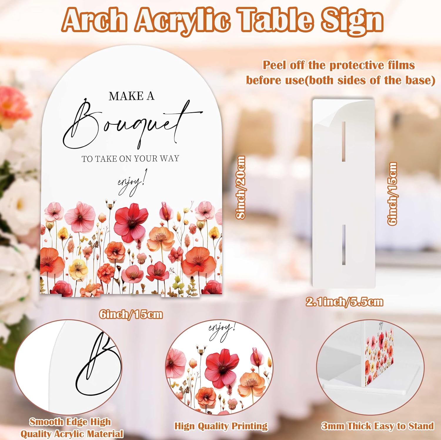 Bouquet Bar Sign with Base for Wedding Events