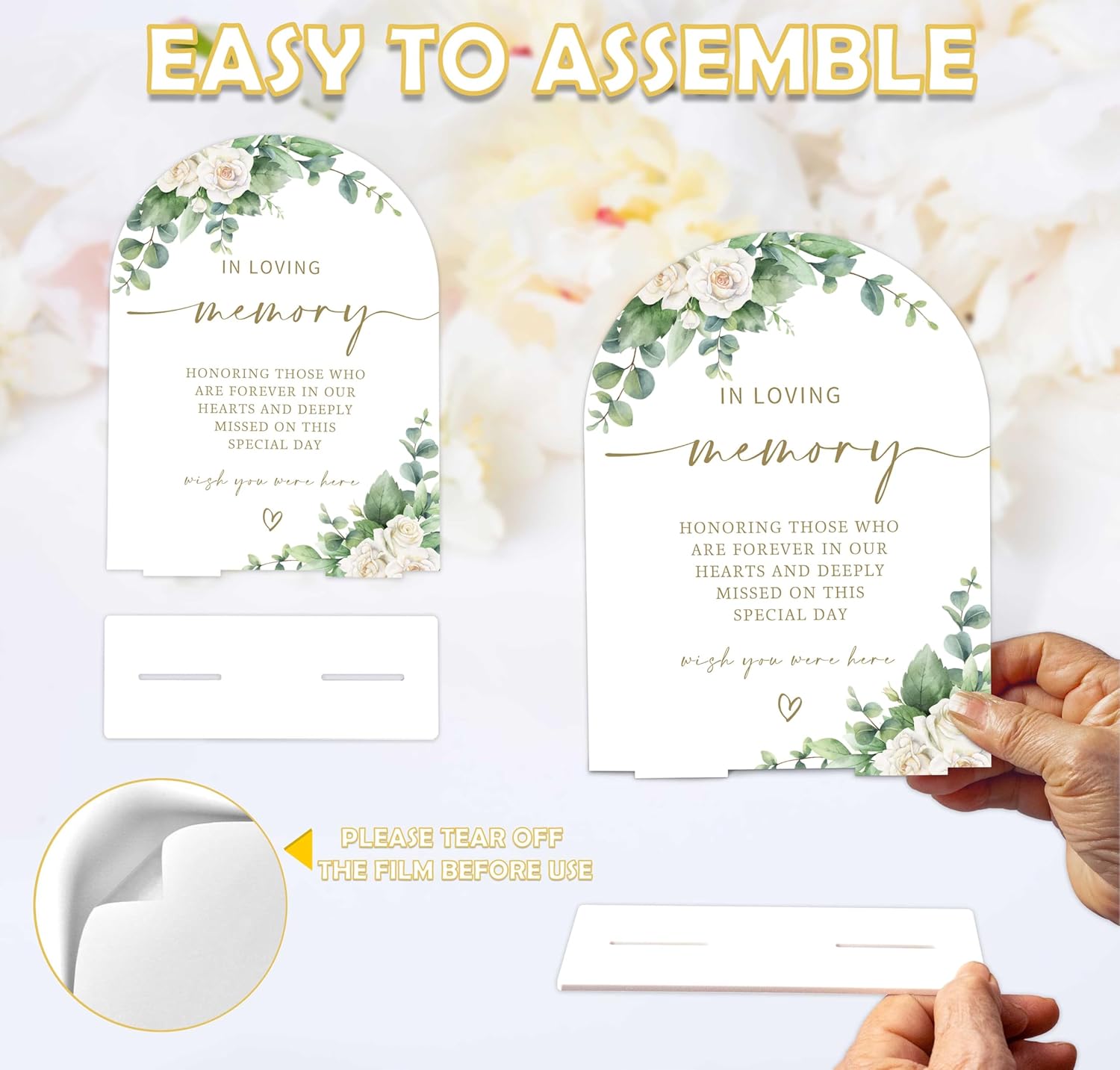 Eucalyptus Rose Wedding Sign with Holder