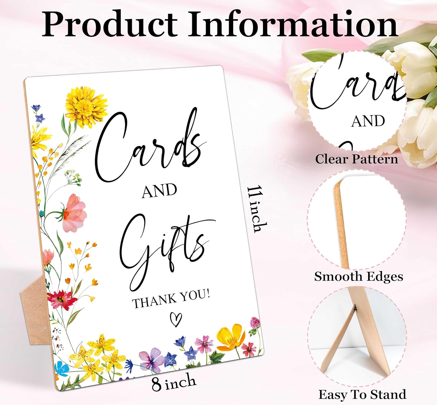 Wooden Tabletop Wedding Sign with Stand Pack of 1