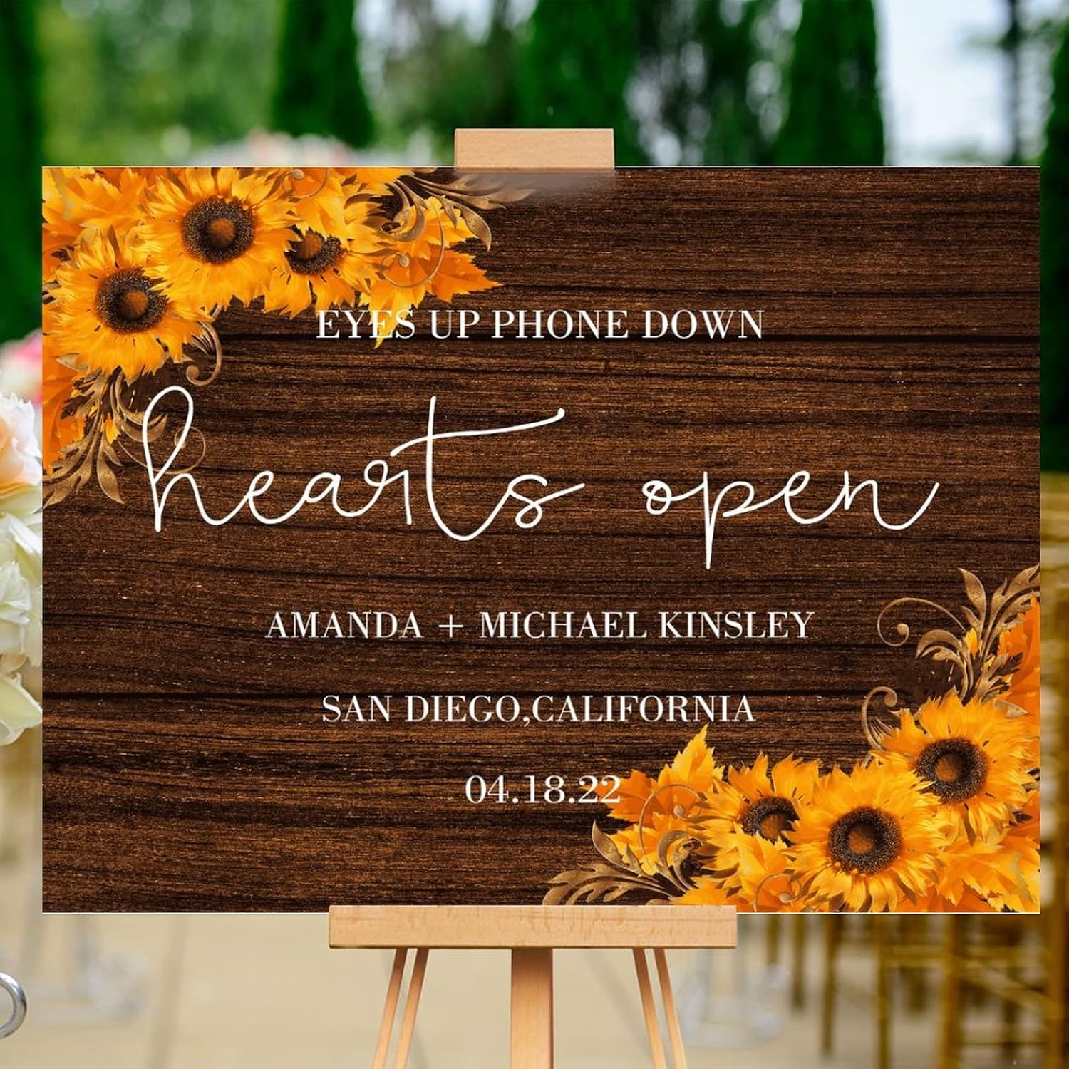 Personalized Wedding Welcome Sign with Sunflowers Design