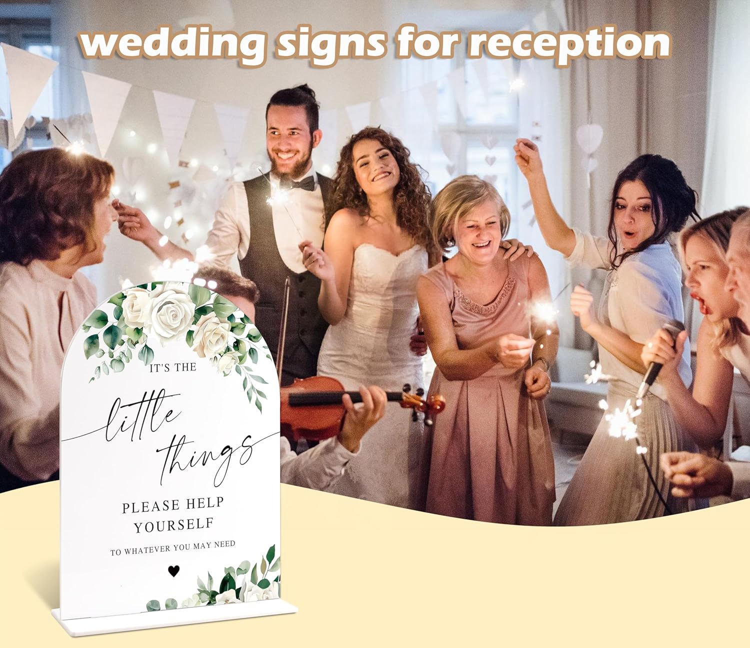 White Rose Its The Little Things Acrylic Wedding Sign