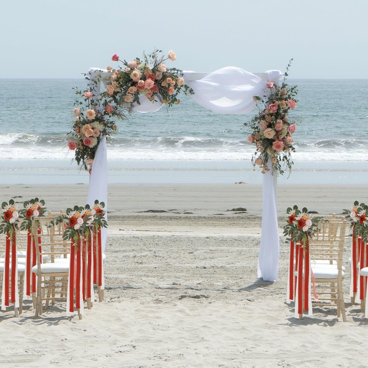 Senseya Wedding Chair Back Flower Decorations Set of 8